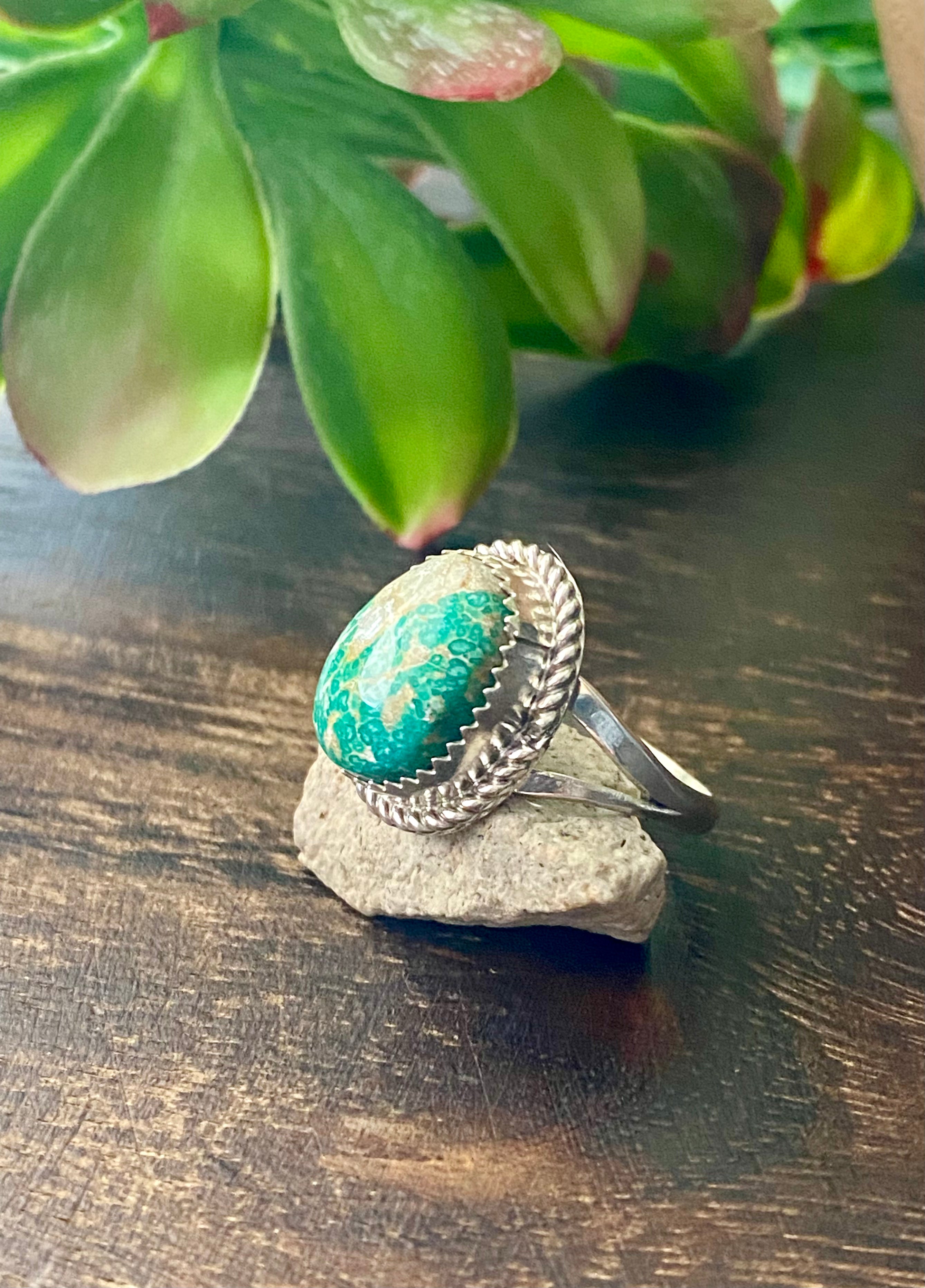 Reda Galvan Sonoran Mountain Turquoise & Sterling Silver Ring Size 8.75