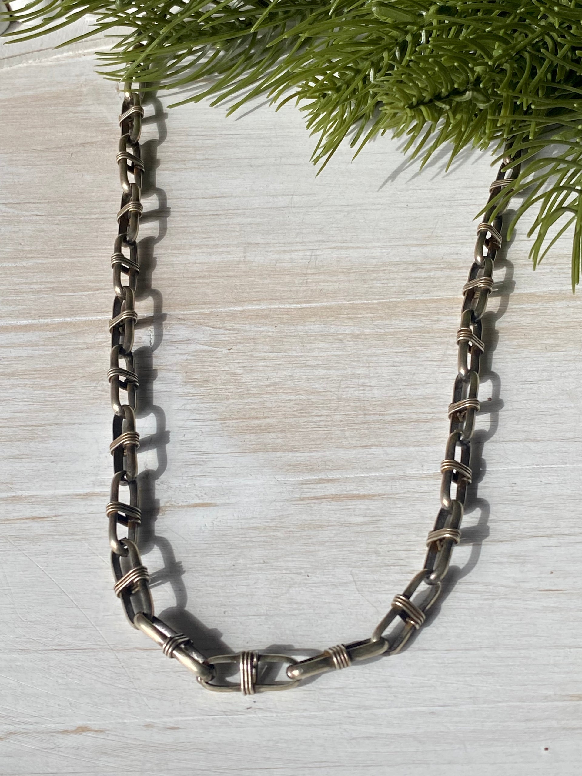 Handmade Sally Shirley Navajo Made Sterling Silver Chain Necklace