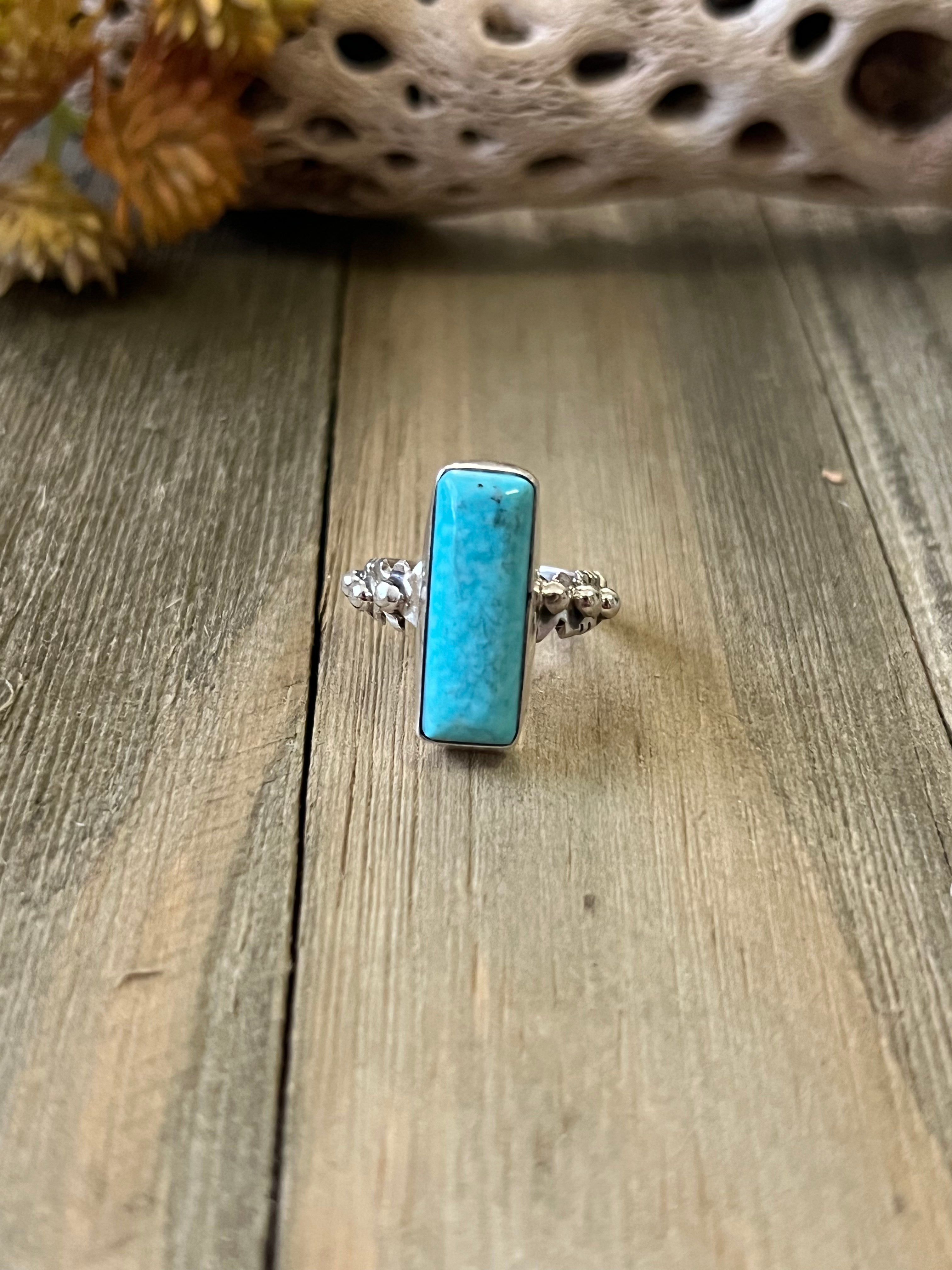 Navajo Made Kingman Turquoise & Sterling Silver Ring Size 5.75