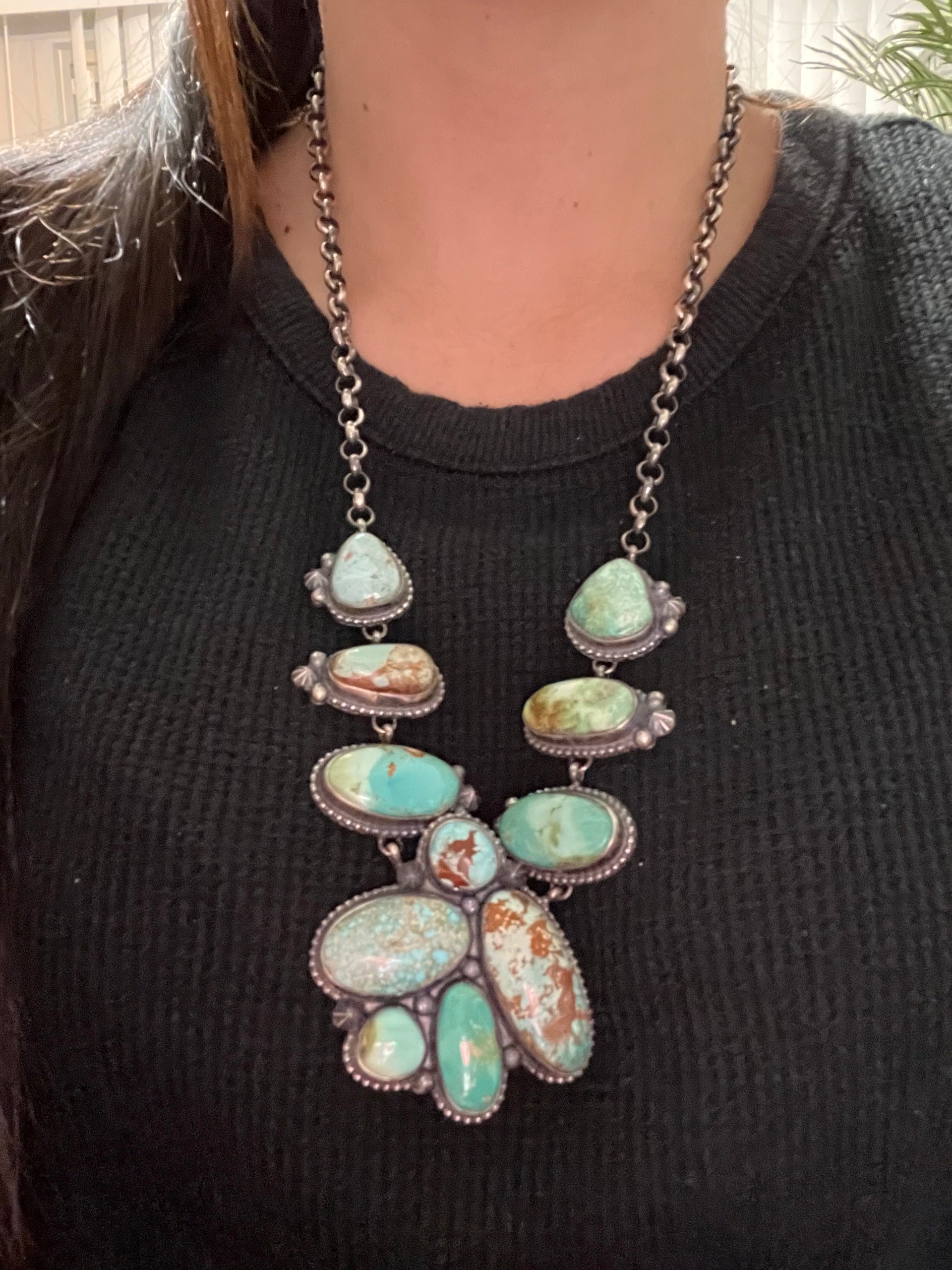 David Skeets Royston Turquoise & Sterling Silver Necklace Set