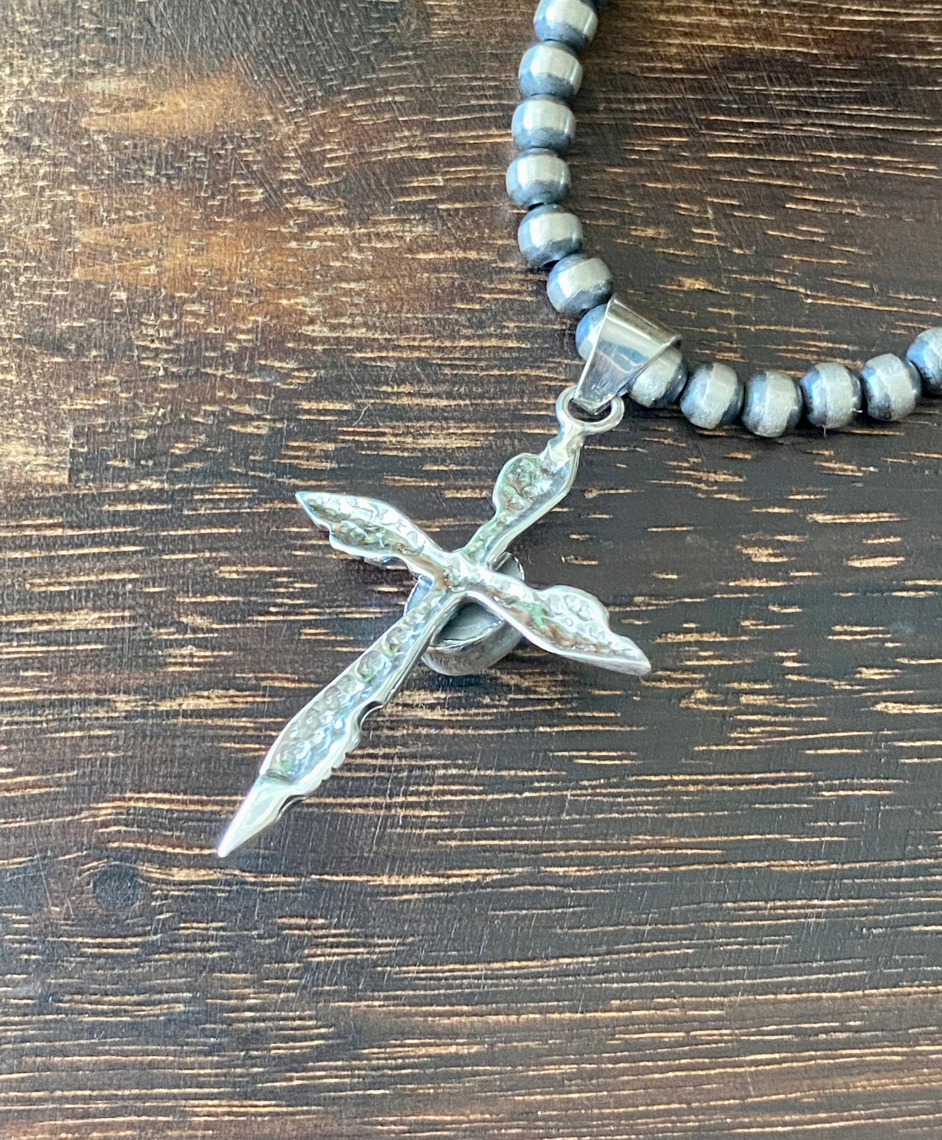 Allen Lee Turquoise & Sterling Silver Cross Pendant