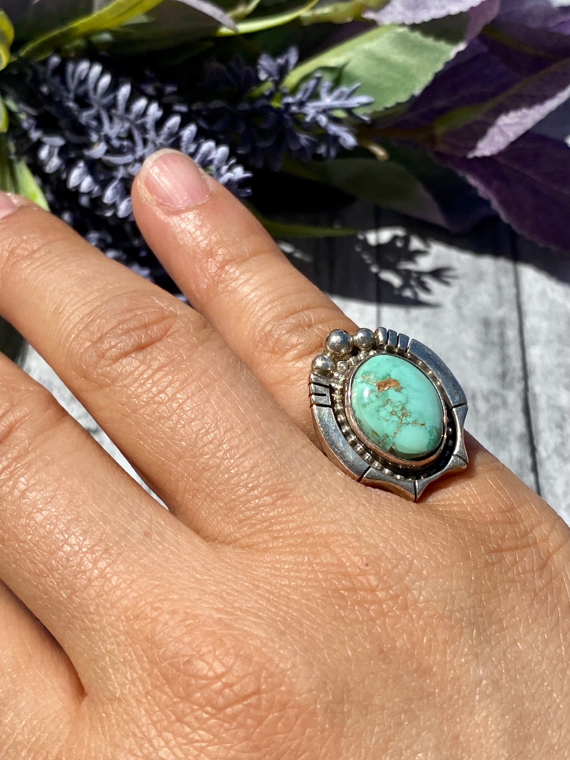Sheila Becenti Royston Turquoise & Sterling Silver Ring Size 6
