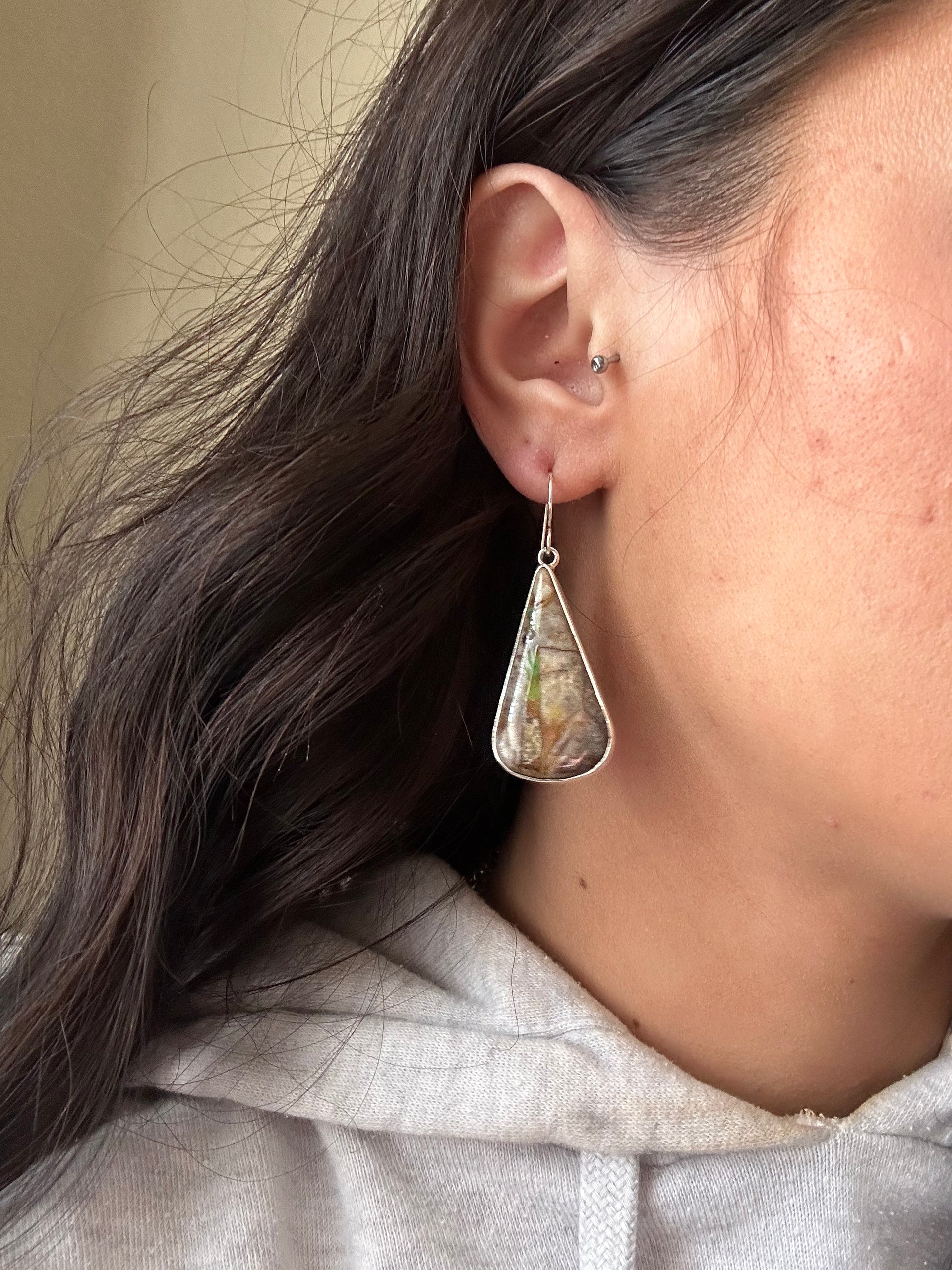 Shirley Henry Boulder Turquoise & Sterling Silver Dangle Earrings