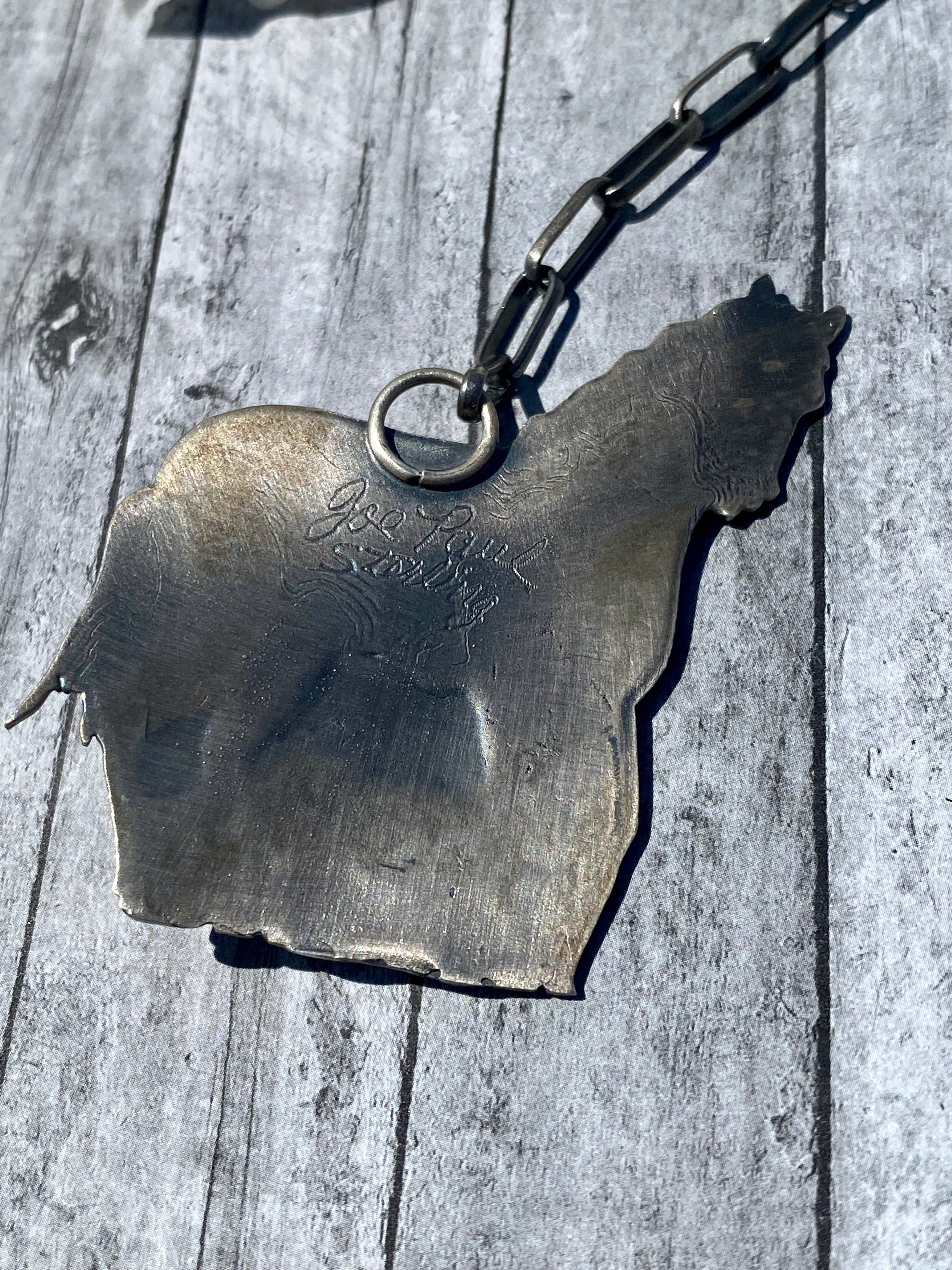 Joe Paul Kingman Turquoise & Sterling Silver Horse Adjustable Necklace