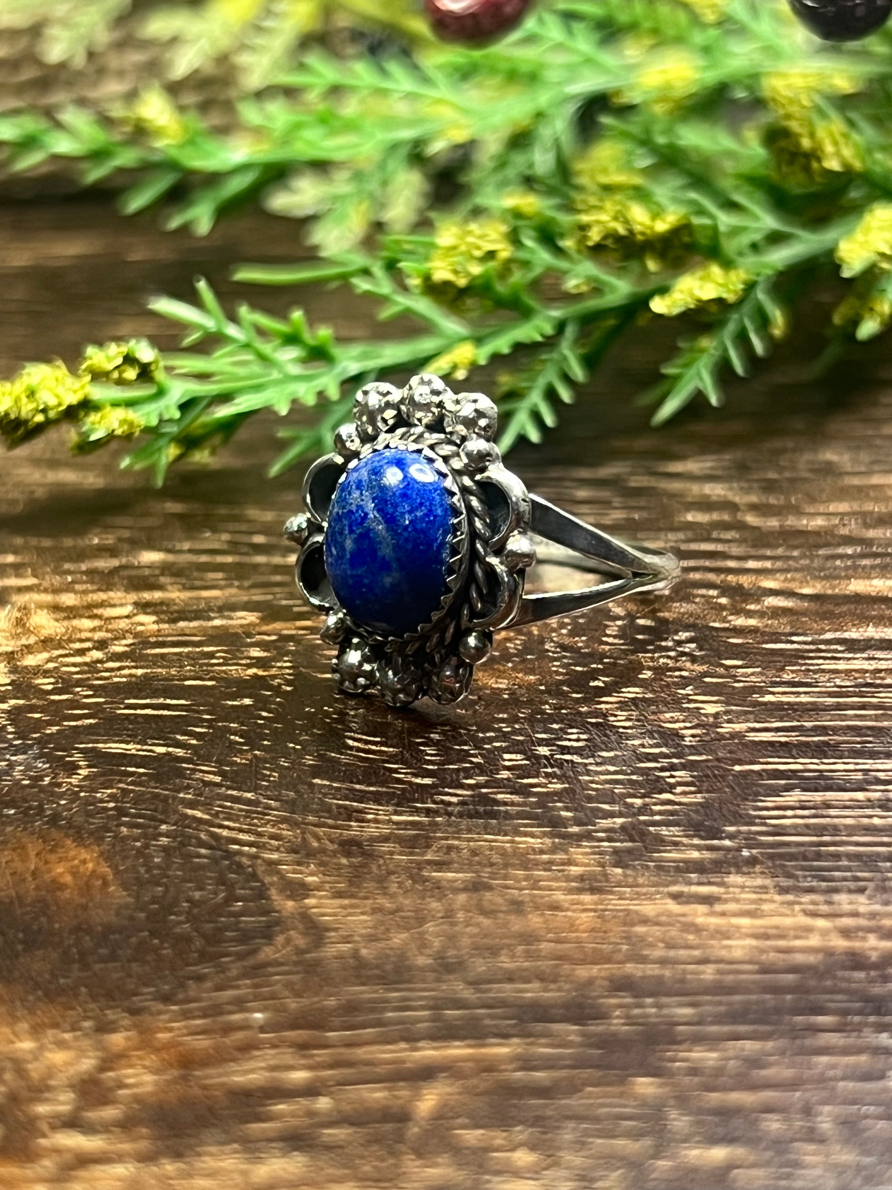 Freda Martinez Lapis & Sterling Silver Ring Size 9