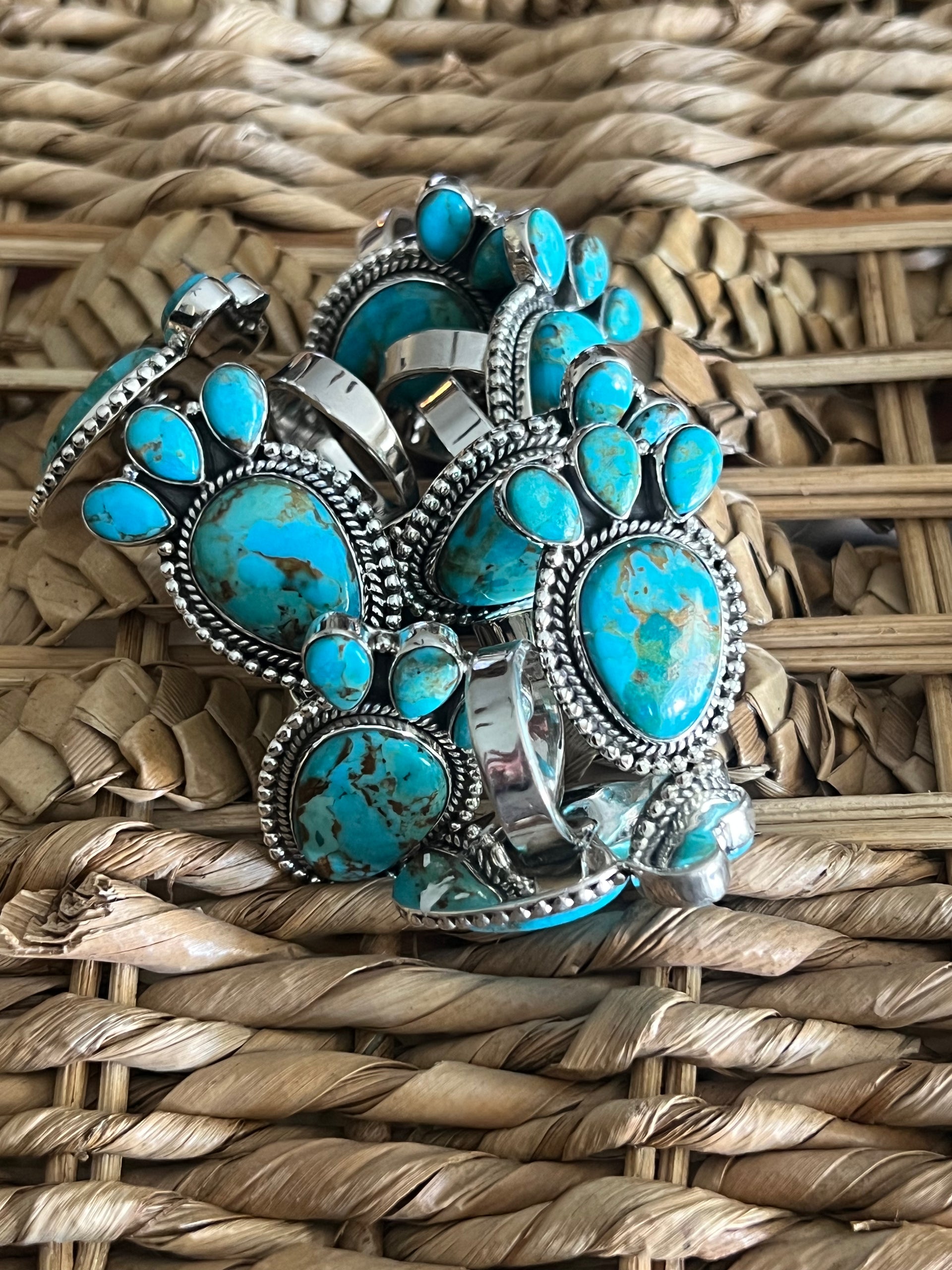 Southwest Kingman Turquoise & Sterling Silver Adjustable Ring