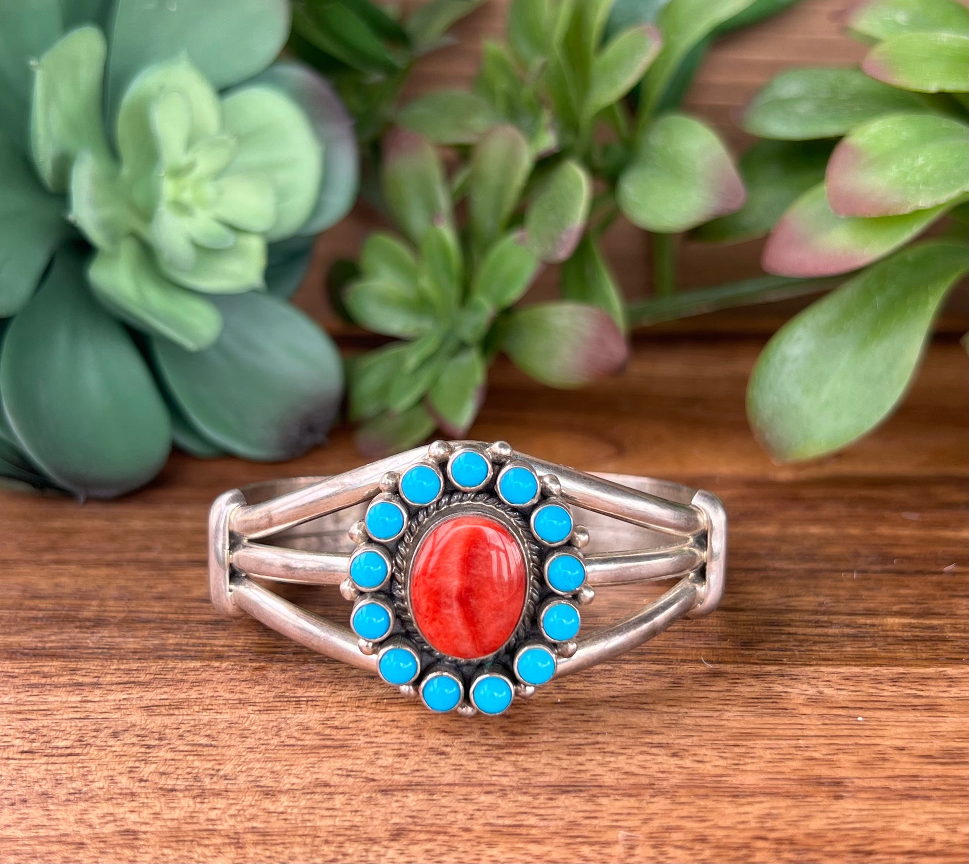 Navajo Multi Stone & Sterling Silver Cuff Bracelet
