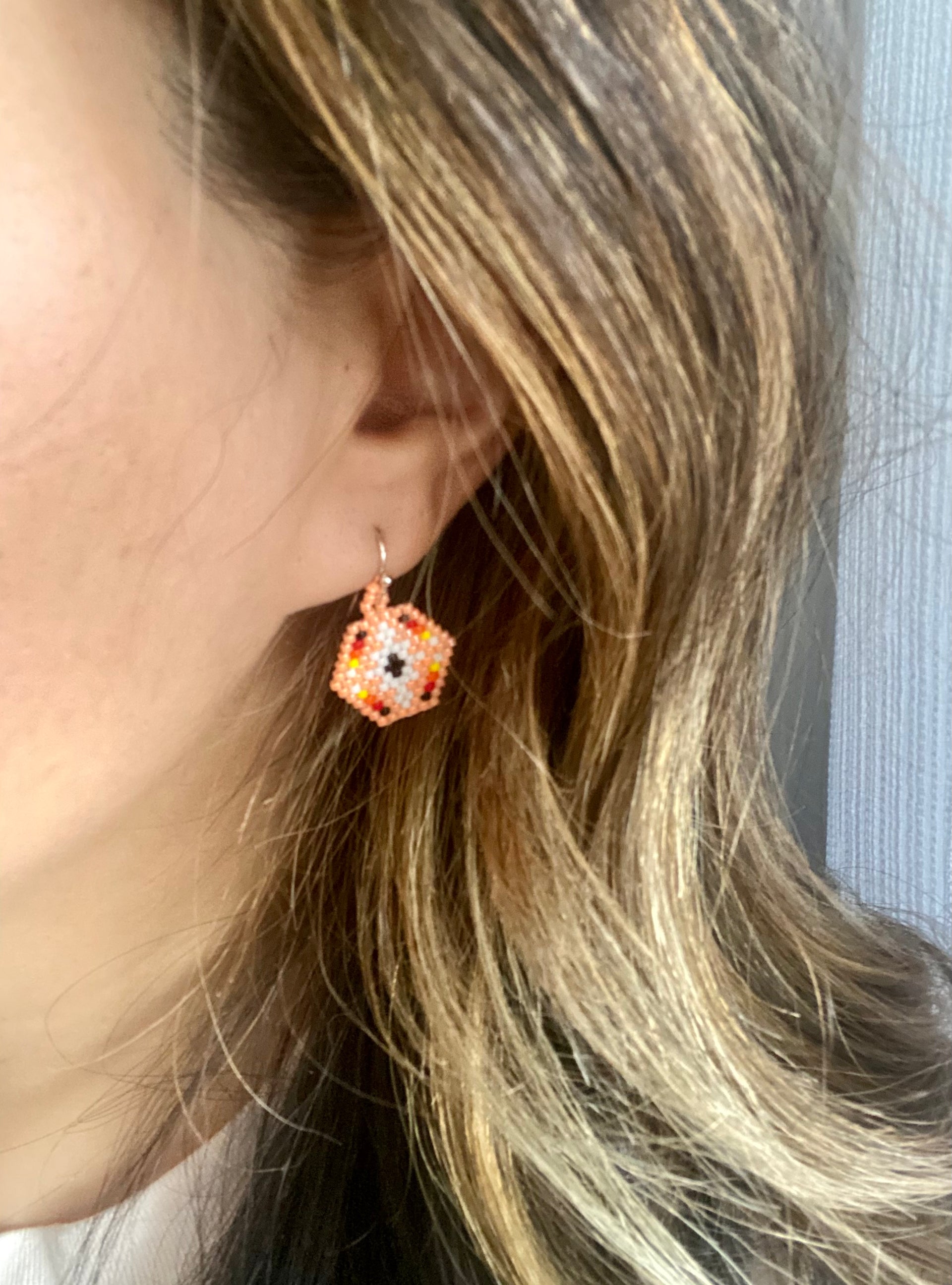 Navajo Made Multi Stone & Sterling Silver Beaded Dangle Earrings