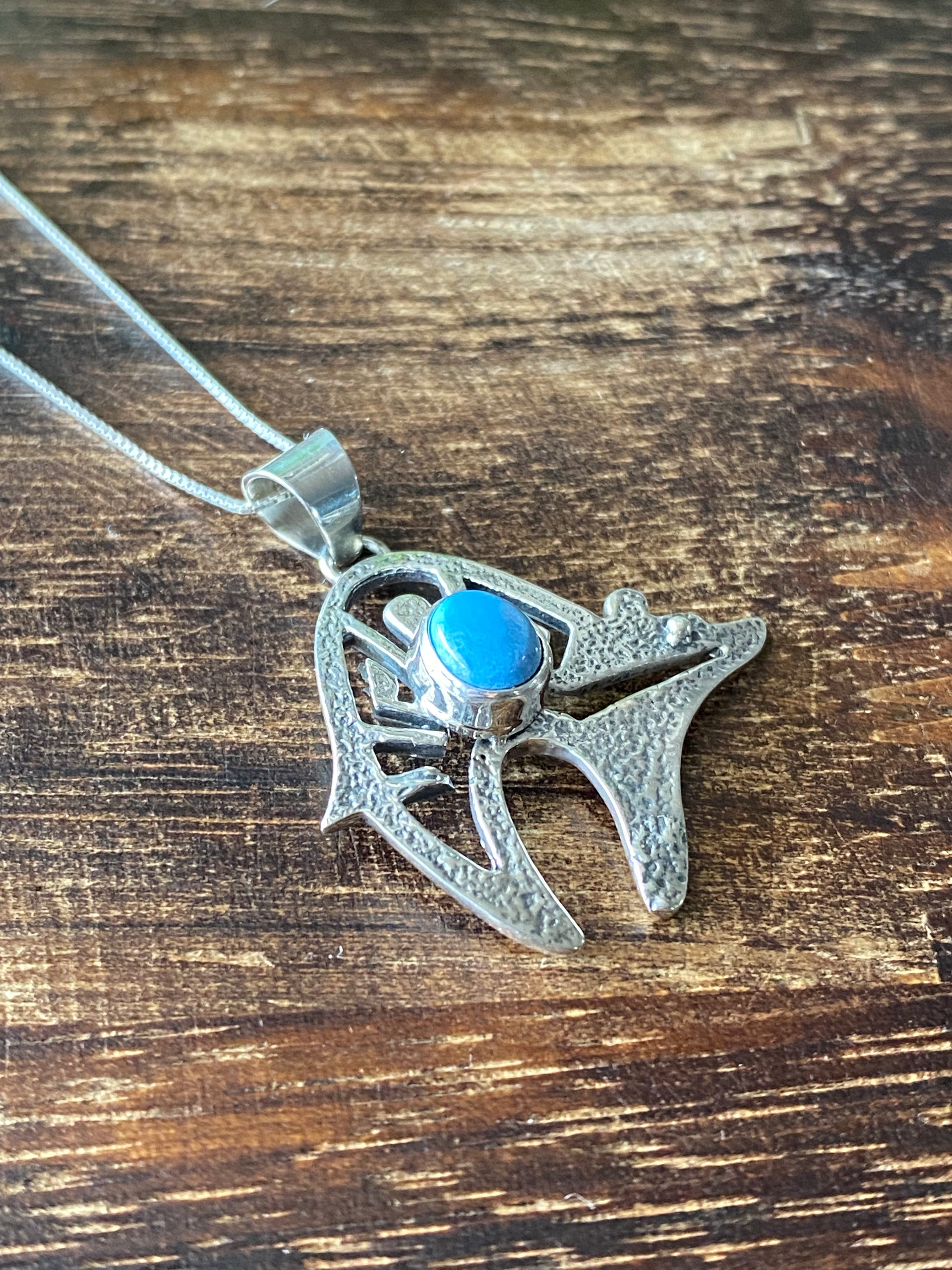 Navajo Made Golden Hill’s Turquoise & Sterling Silver Bear Pendant
