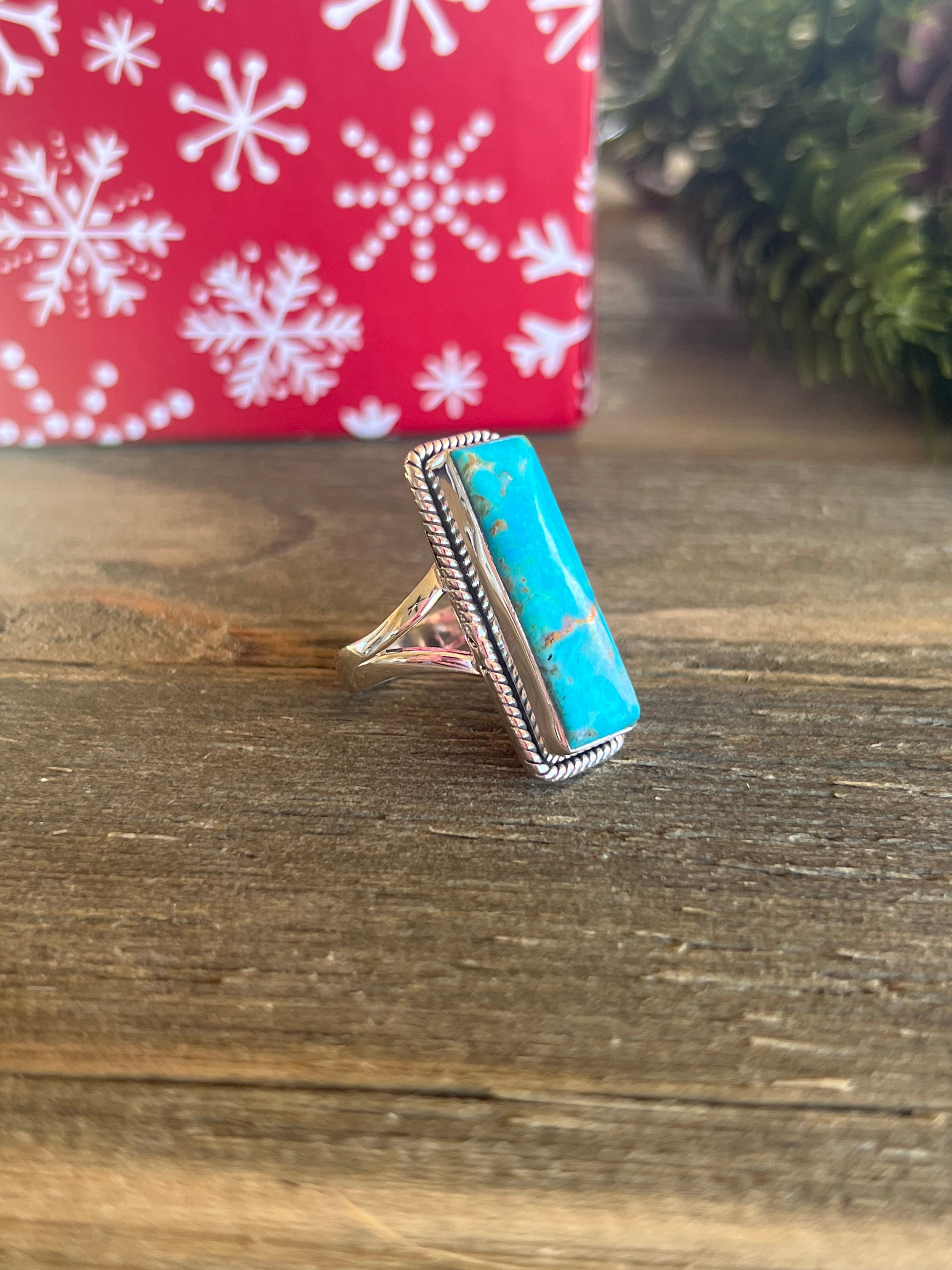 Southwest Made Mohave Kingman Turquoise & Sterling Silver Ring Size 5