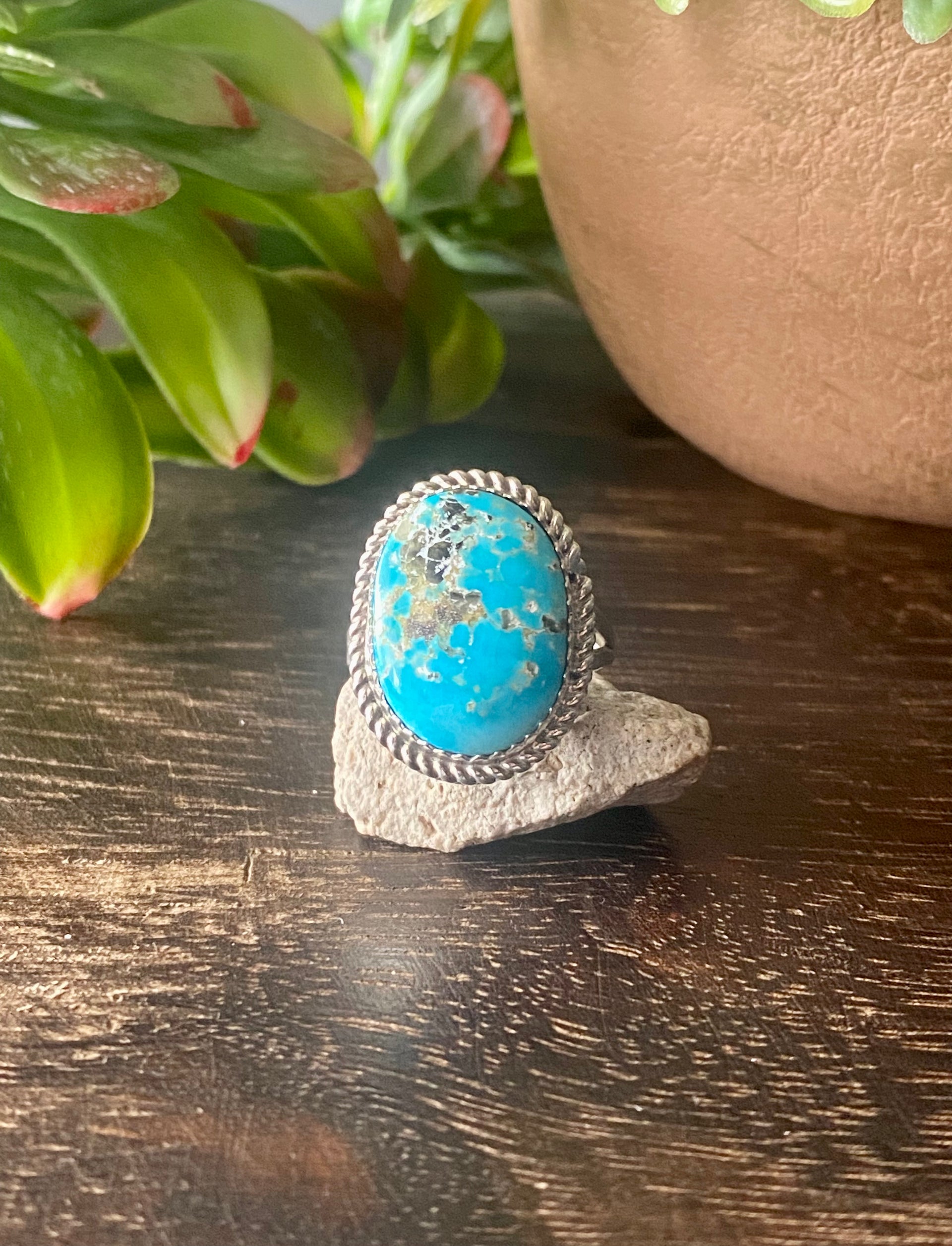 Reda Galvan South Hill Turquoise & Sterling Silver Ring Size 7.75