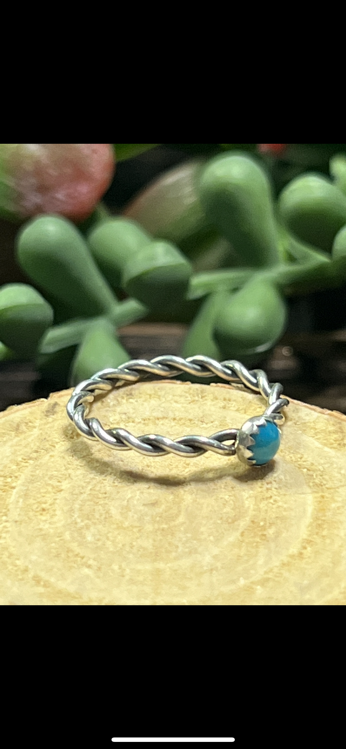 Navajo Made Kingman Turquoise & Sterling Silver Stacker Ring