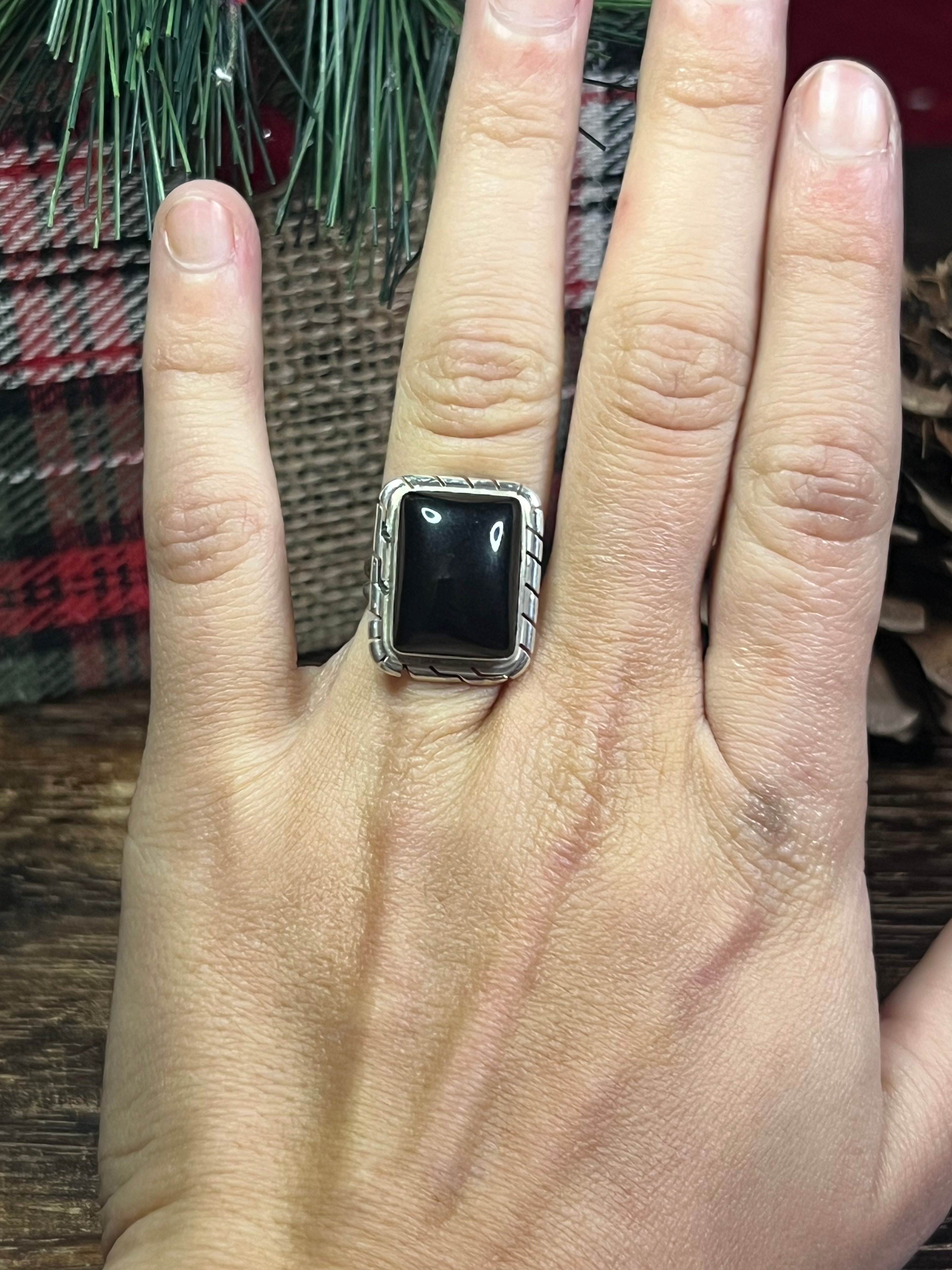 Peggy Skeets Onyx & Sterling Silver Ring