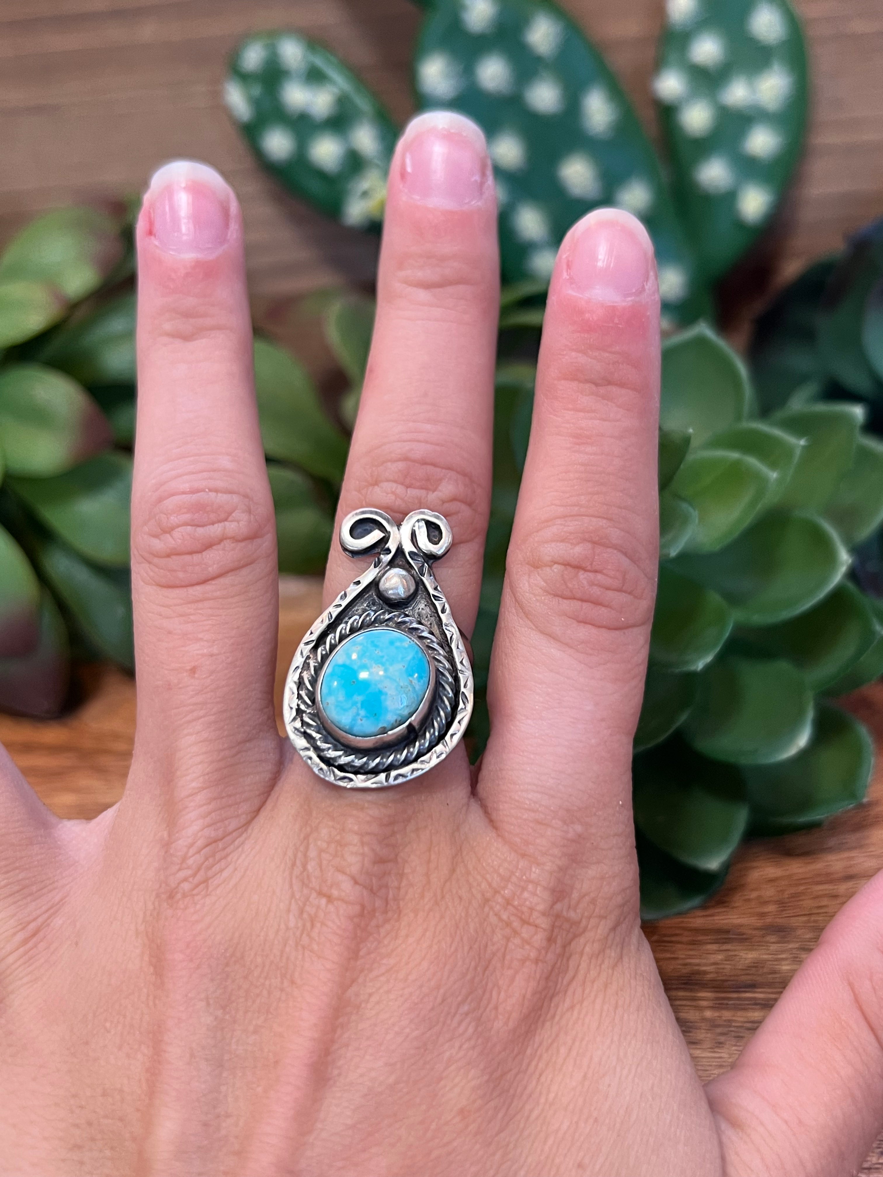 Navajo Turquoise & Sterling Silver Ring Size 5.75