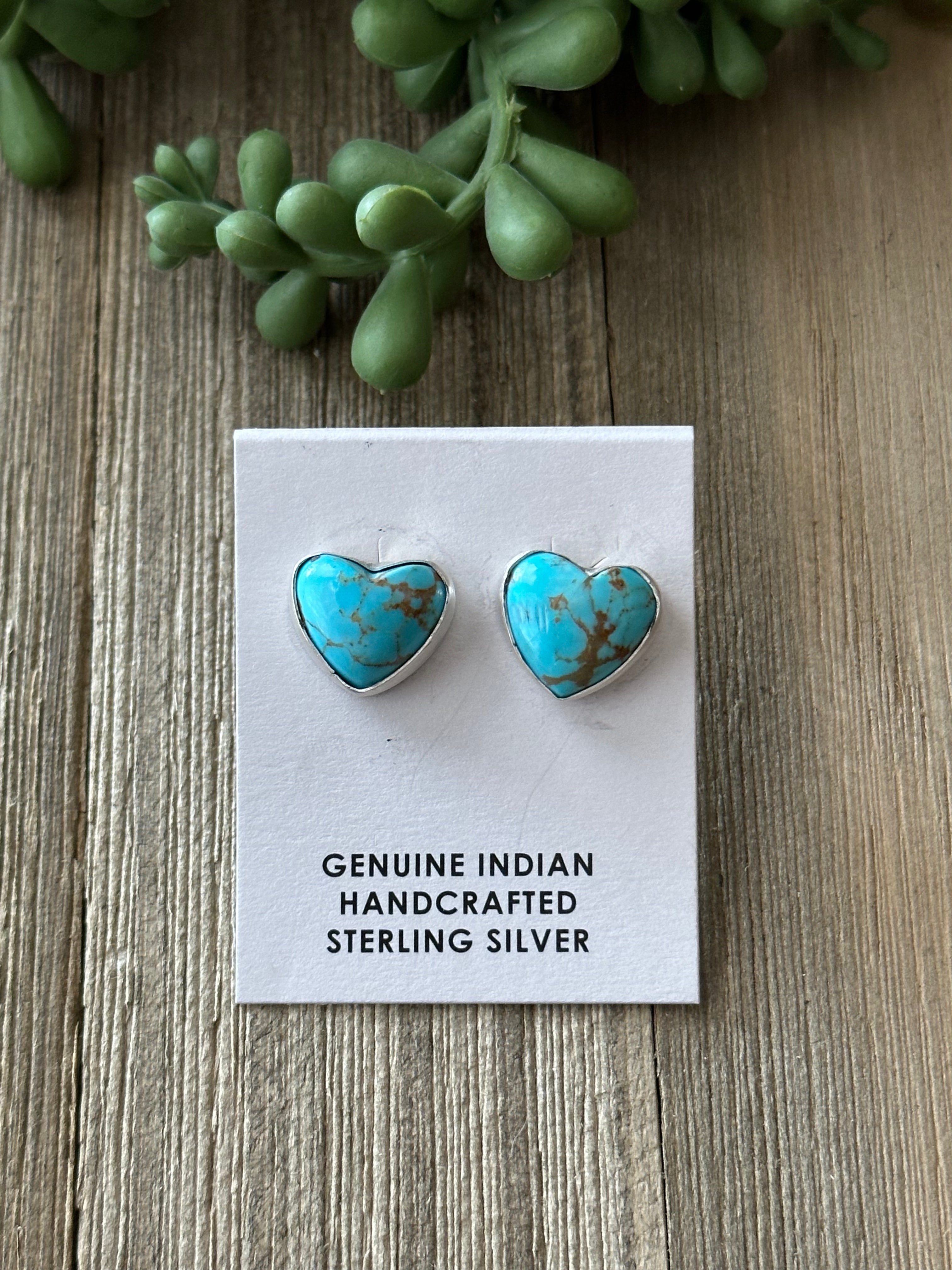 Elouise Kee Royston Turquoise & Sterling Silver Heart Post Earrings