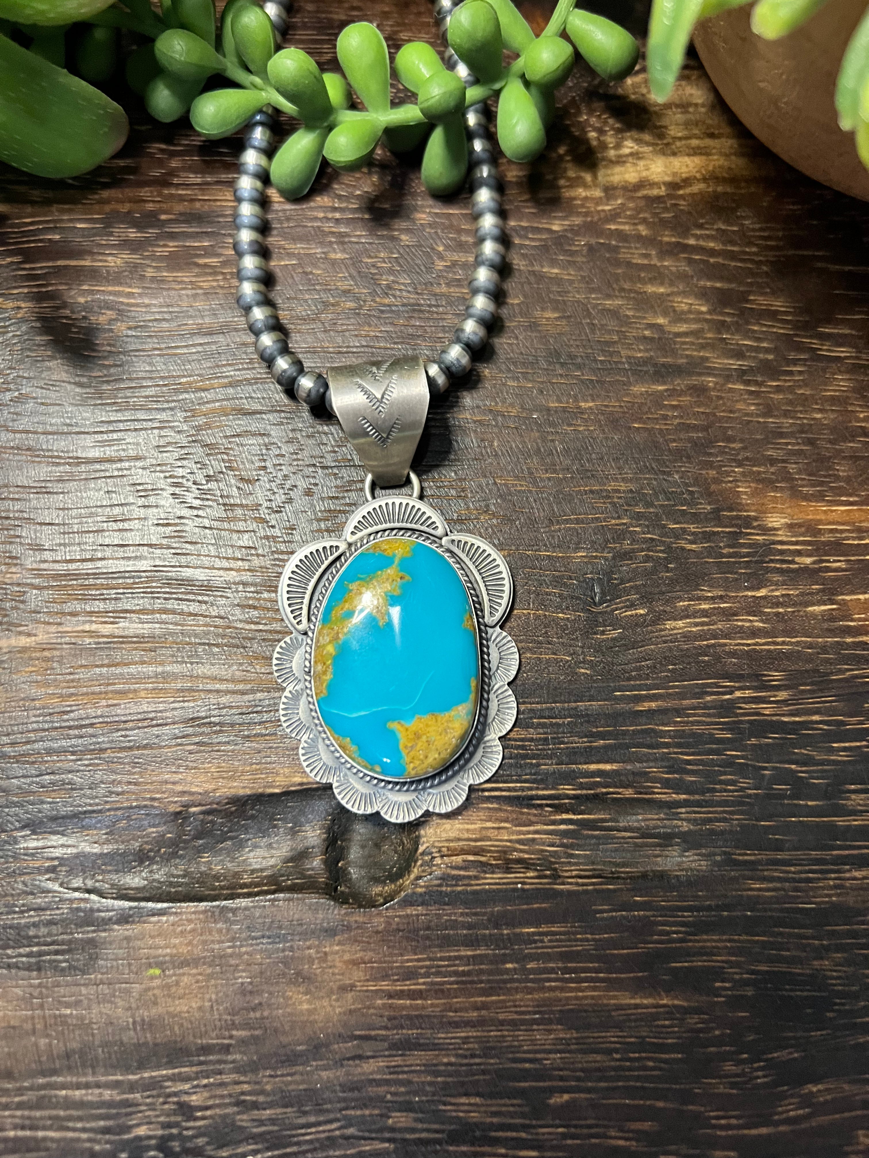 Greg Perry Kingman Turquoise & Sterling Silver Pendant