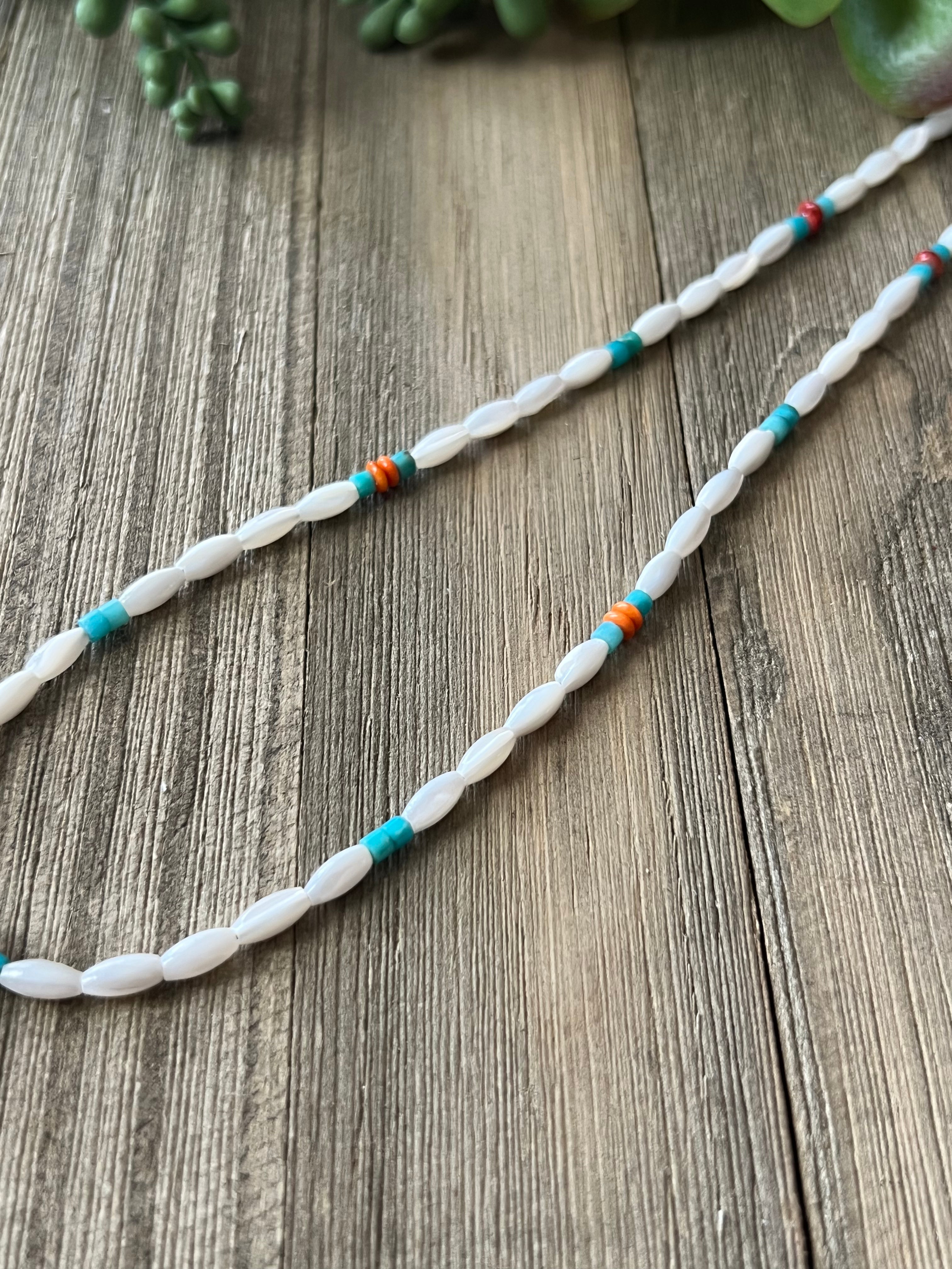 Zuni Strung Multi Stone & Sterling Silver Necklace