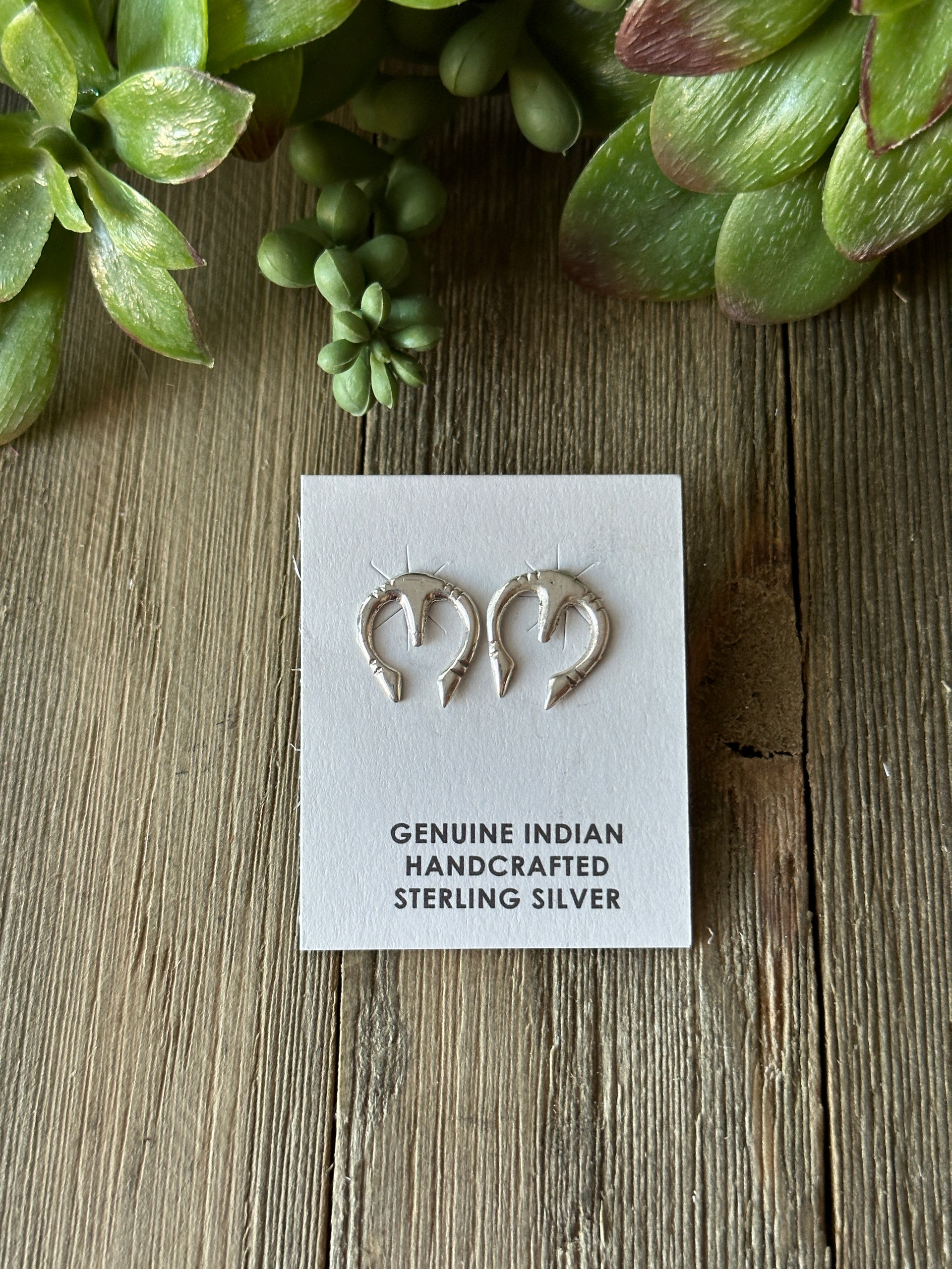 Navajo Made Sterling Silver & Sterling Silver Post Naja Earrings
