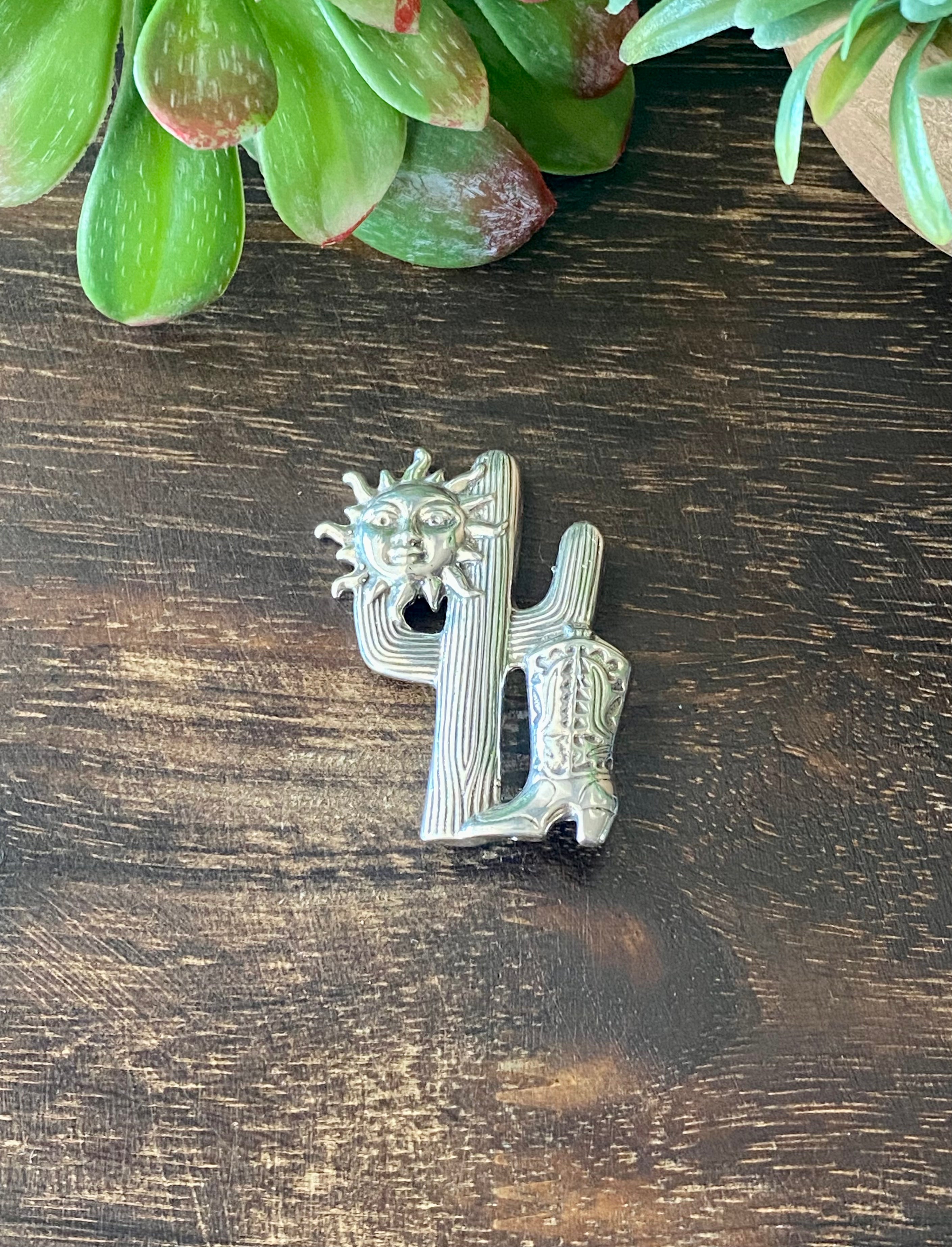 Southwest Handmade Sterling Silver Sahuaro Pin