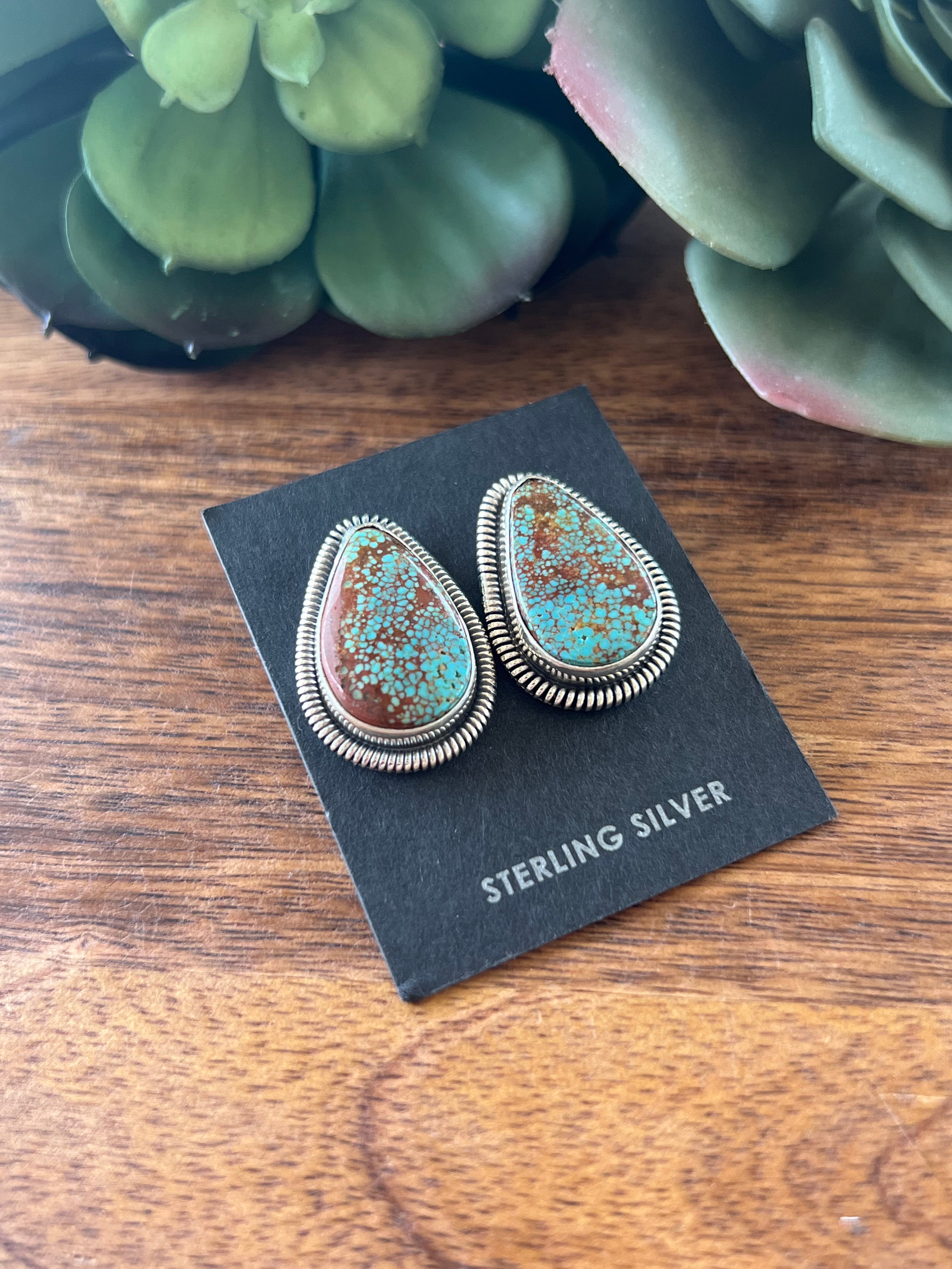 Wydelle Billie #8 Turquoise & Sterling Silver Post Earrings