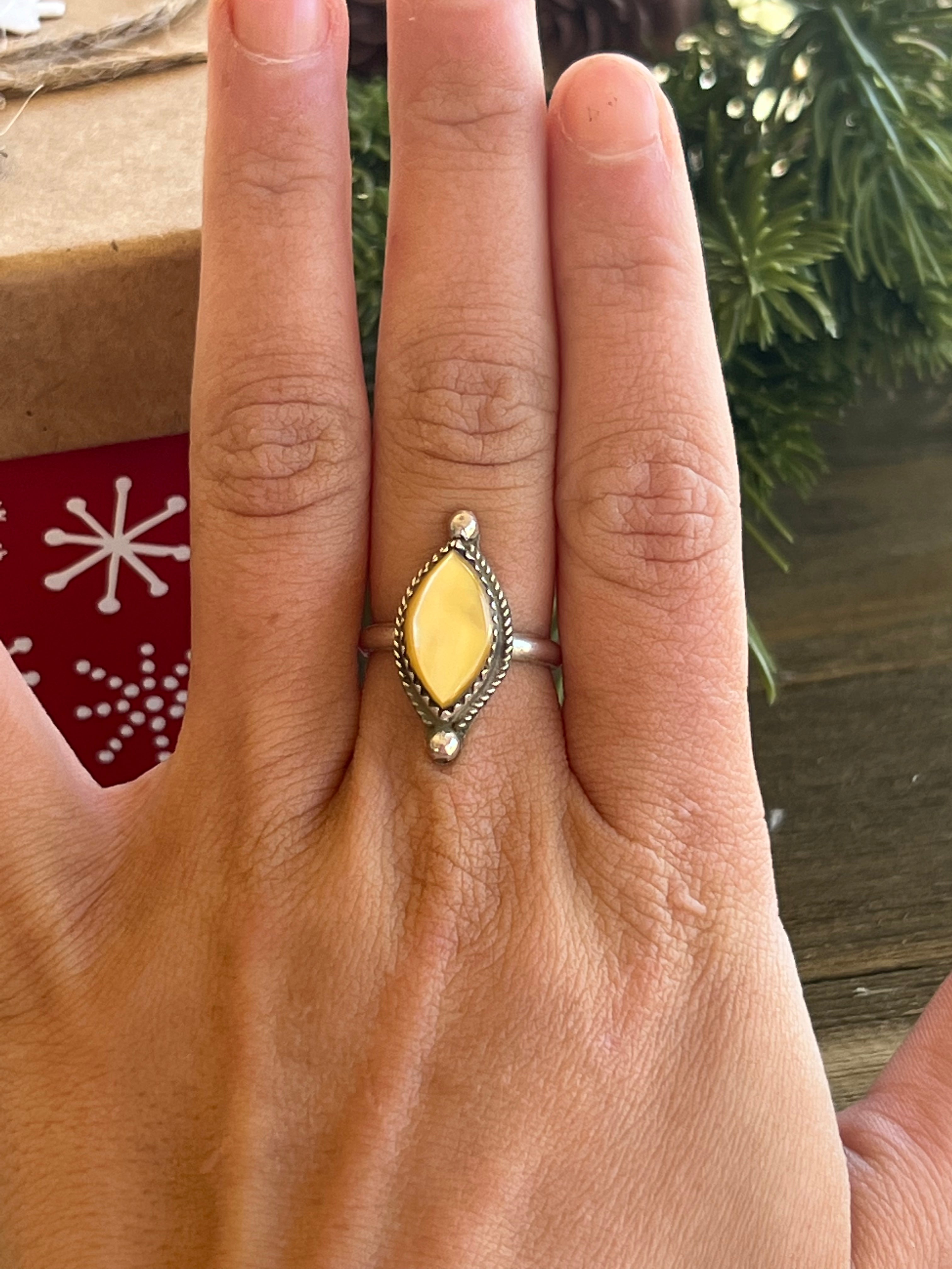 Zuni Made Mother of Pearl & Sterling Silver Ring