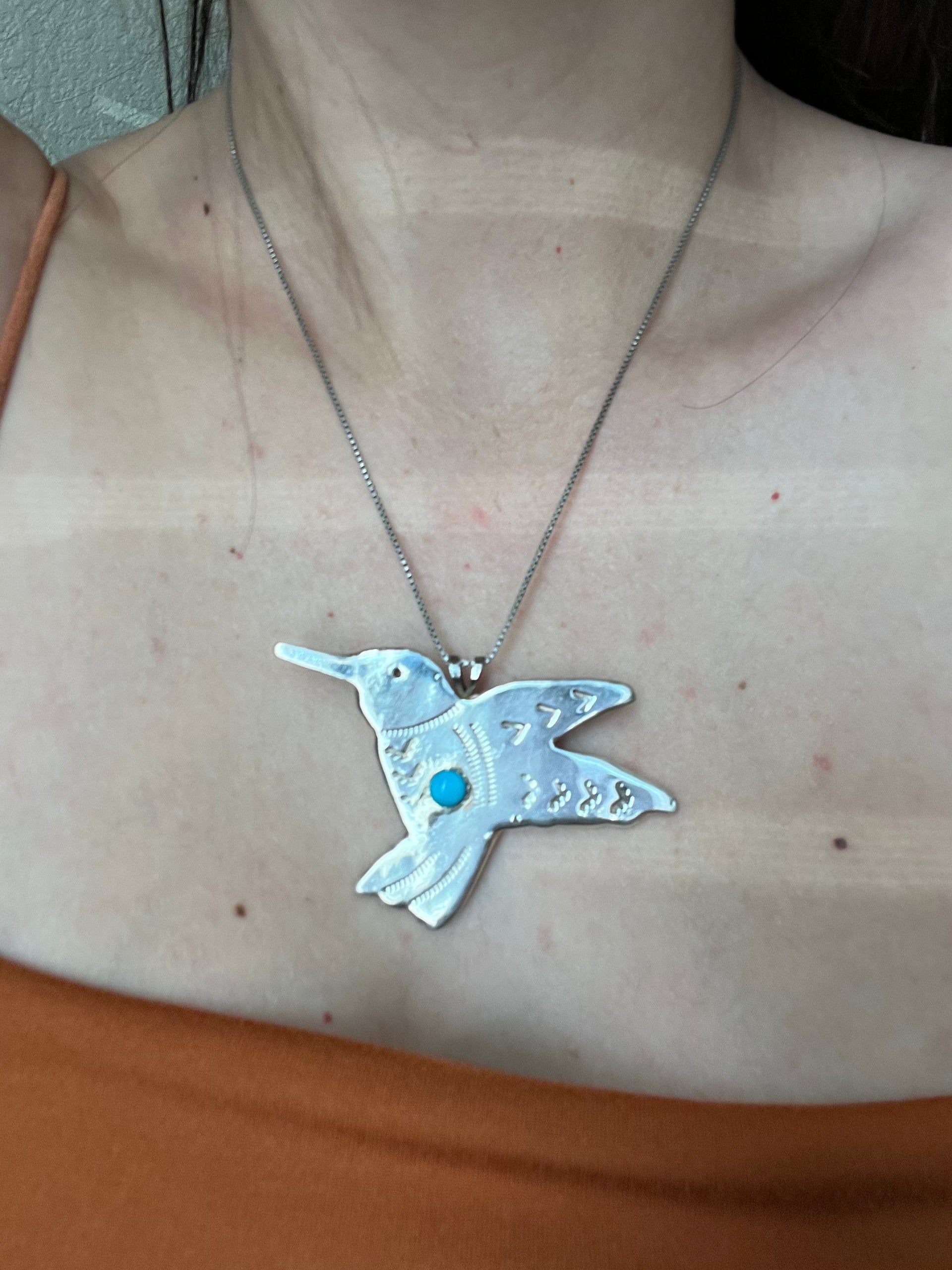 Tonya Yazzie Kingman Turquoise & Sterling Silver Hummingbird Pin/Pendant