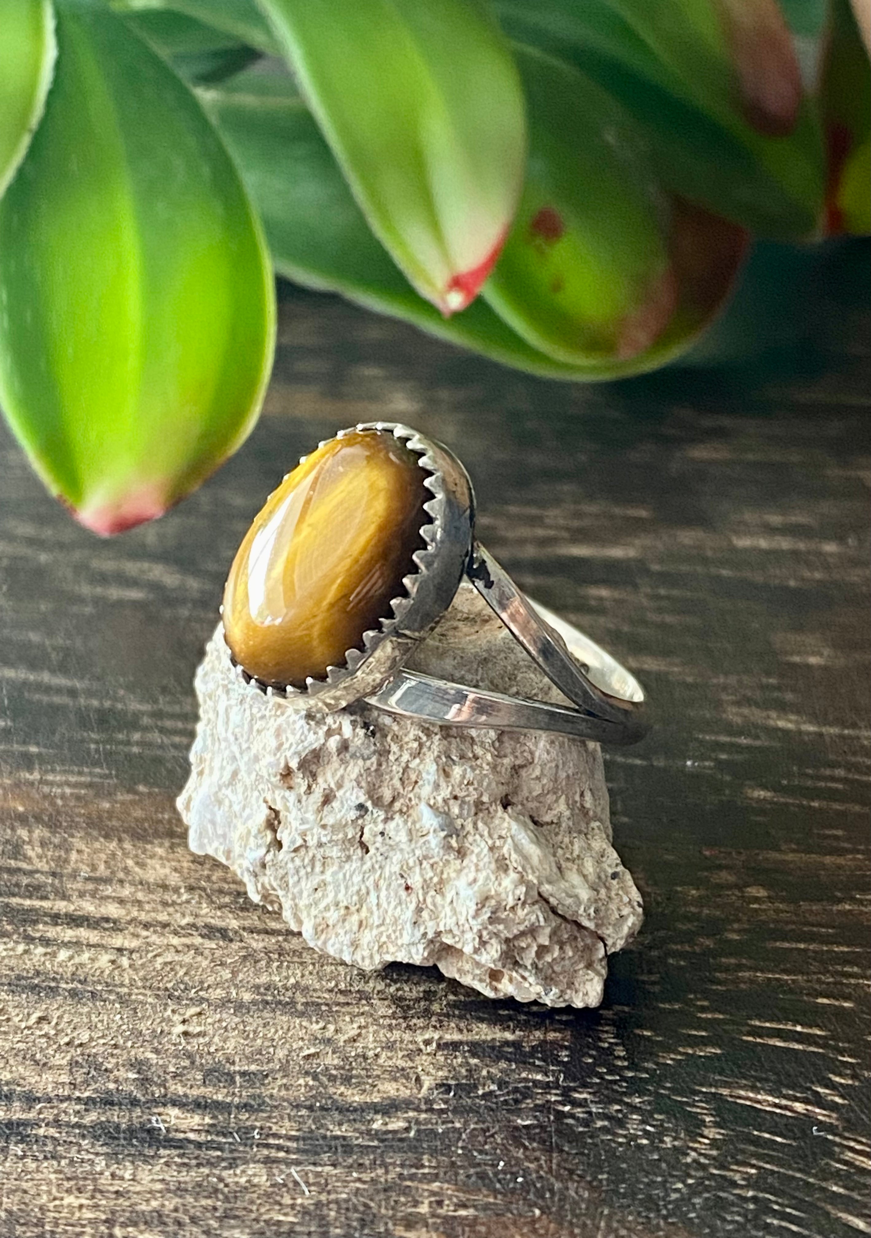 Emerson Martinez Tigers Eye & Sterling Silver Ring Size 9.75