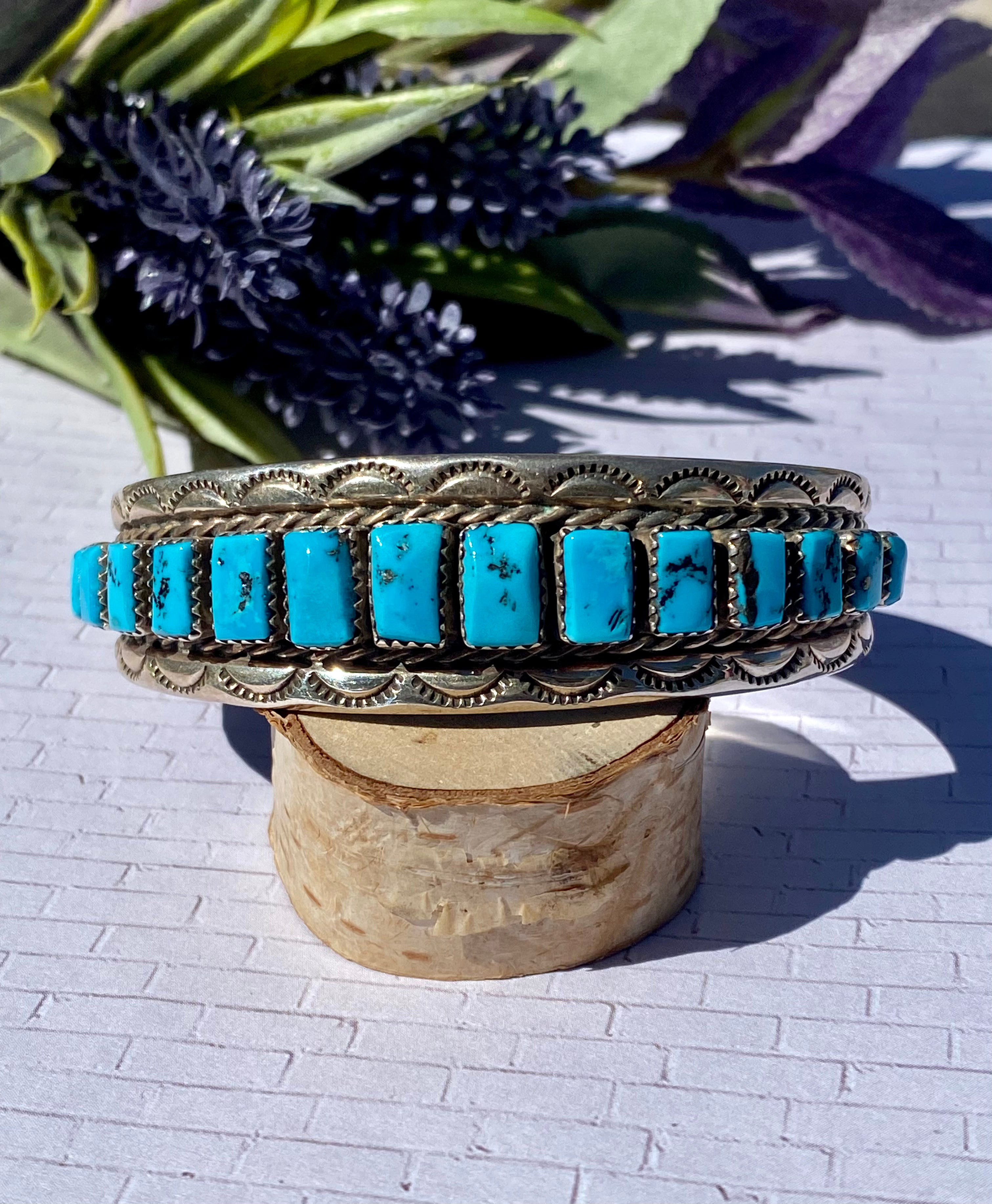 Vintage Famous Navajo Tommie Tso Sr. Sleeping Beauty Turquoise & Sterling Silver Cuff Bracelet
