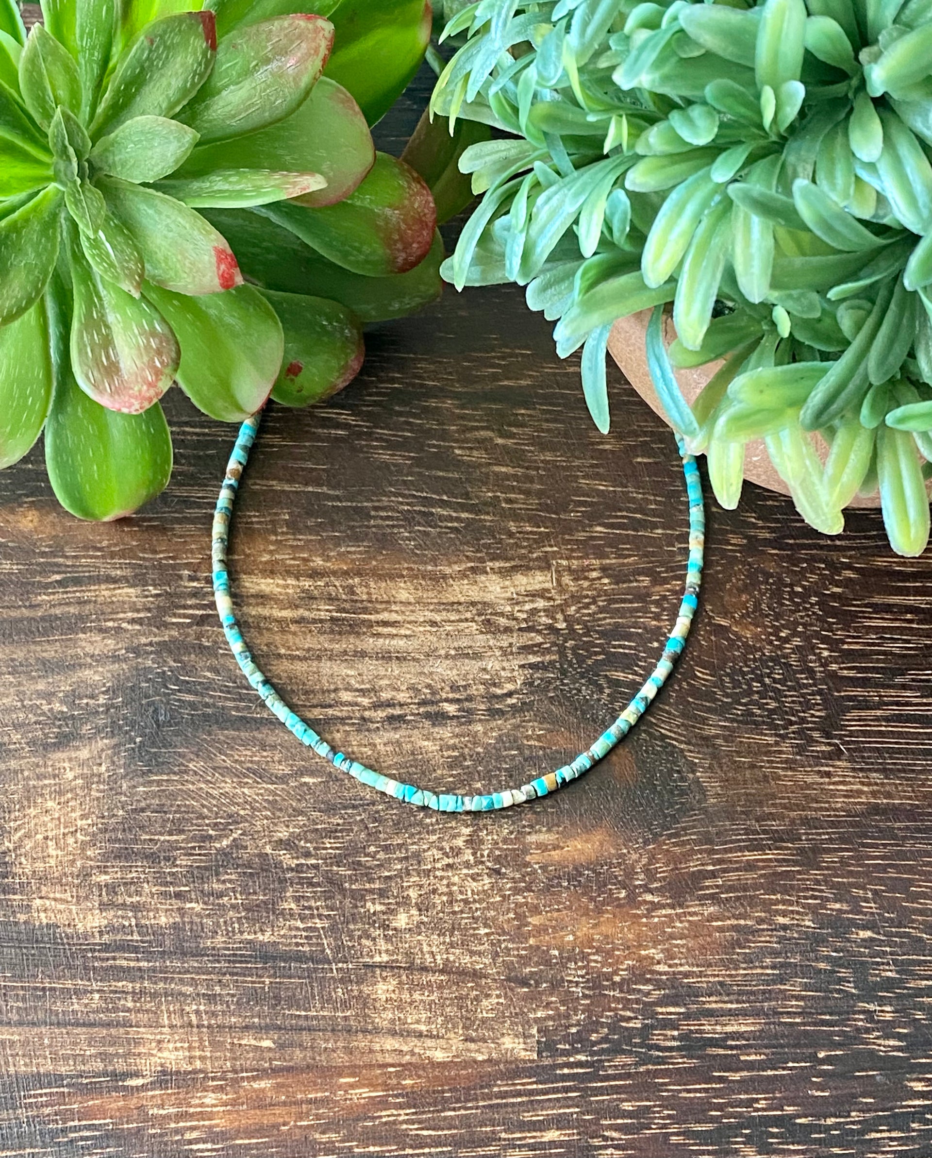 Navajo Made Turquoise & Sterling Silver Heishi Necklaces