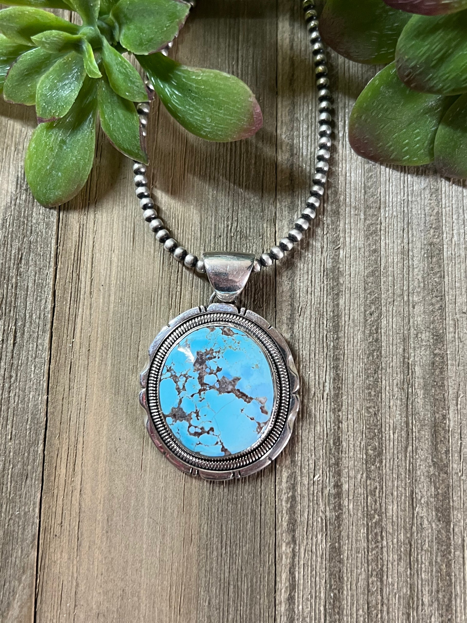 Wydell Billie Golden Hill Turquoise & Sterling Silver Pendant