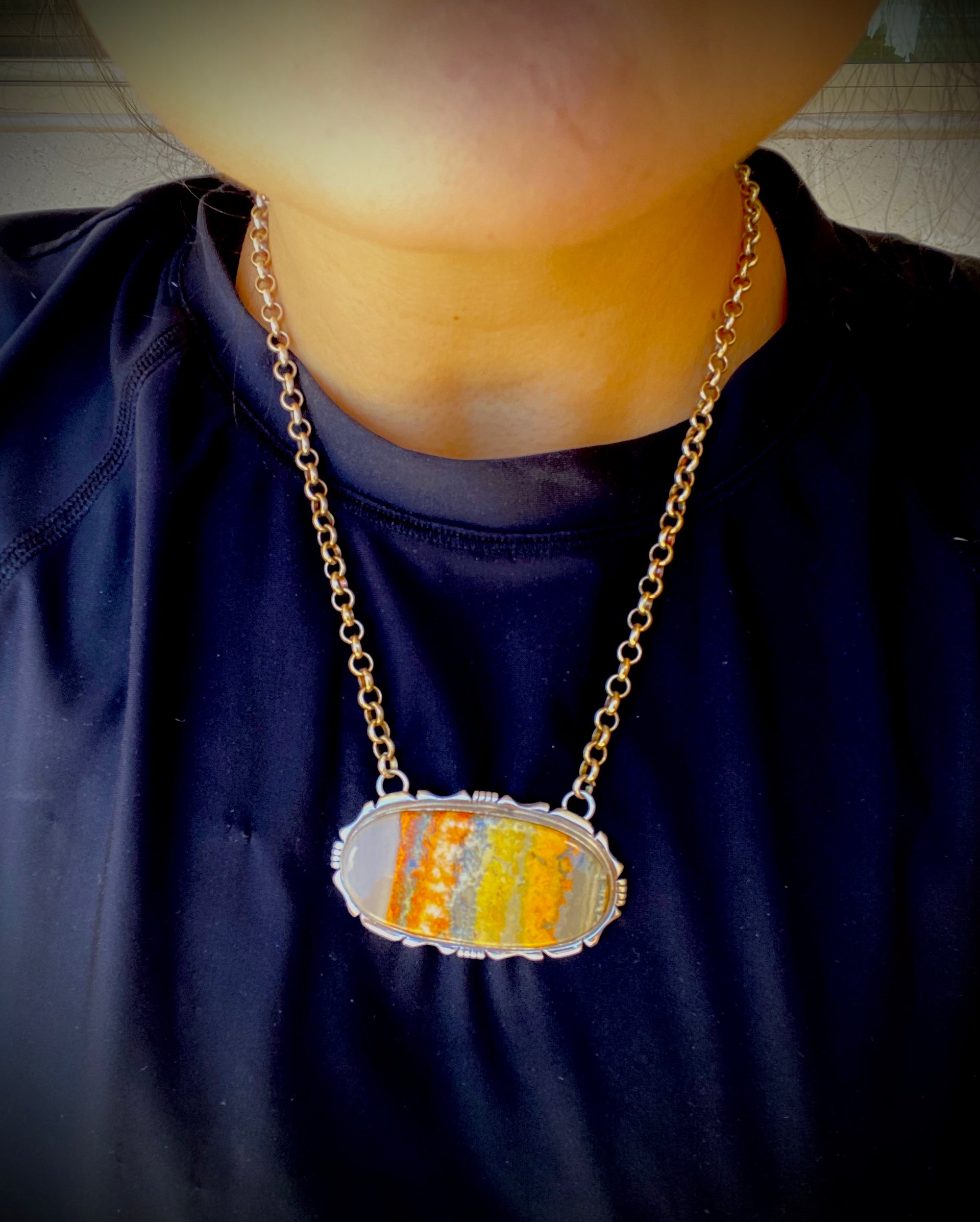 Eddie Secatero Bb Agate & Sterling Silver Necklace