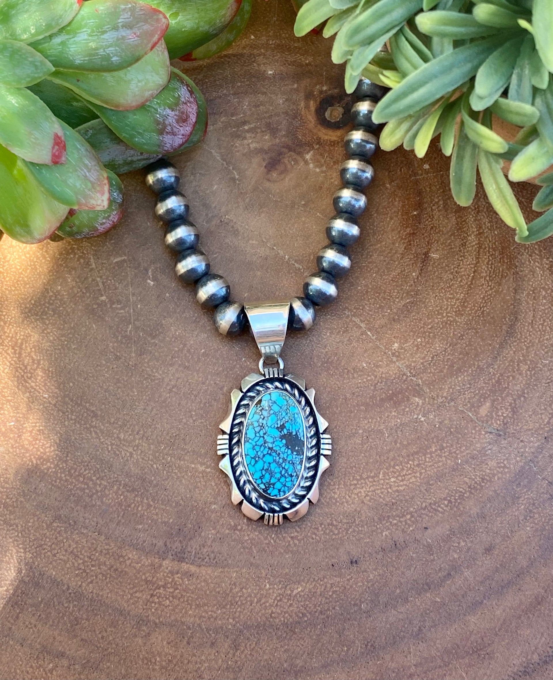 Eddie Secatero Hubei Turquoise & Sterling Silver Pendant