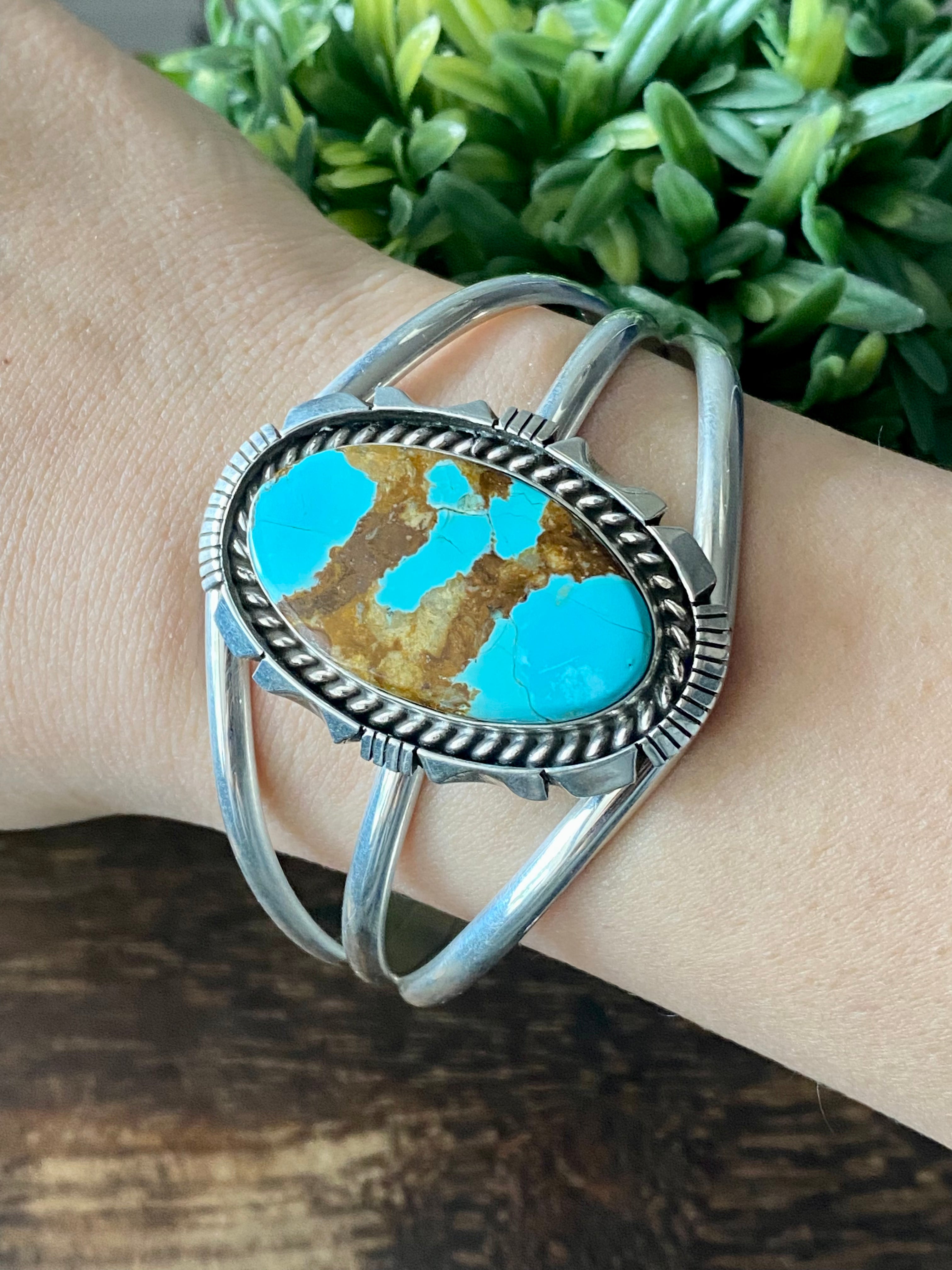 Eddie Secatero #8 Turquoise & Sterling Silver Cuff Bracelet