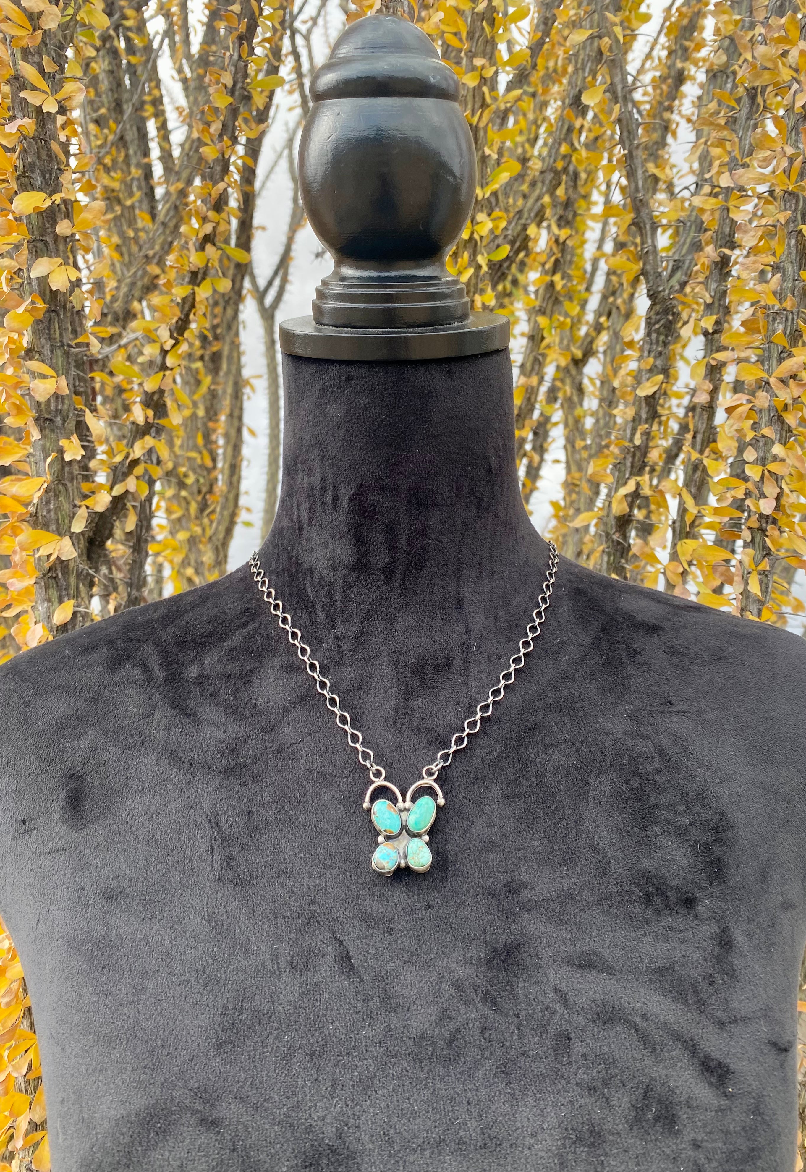 Ella Peters Dry Creek Turquoise & Sterling Silver Butterfly Necklace