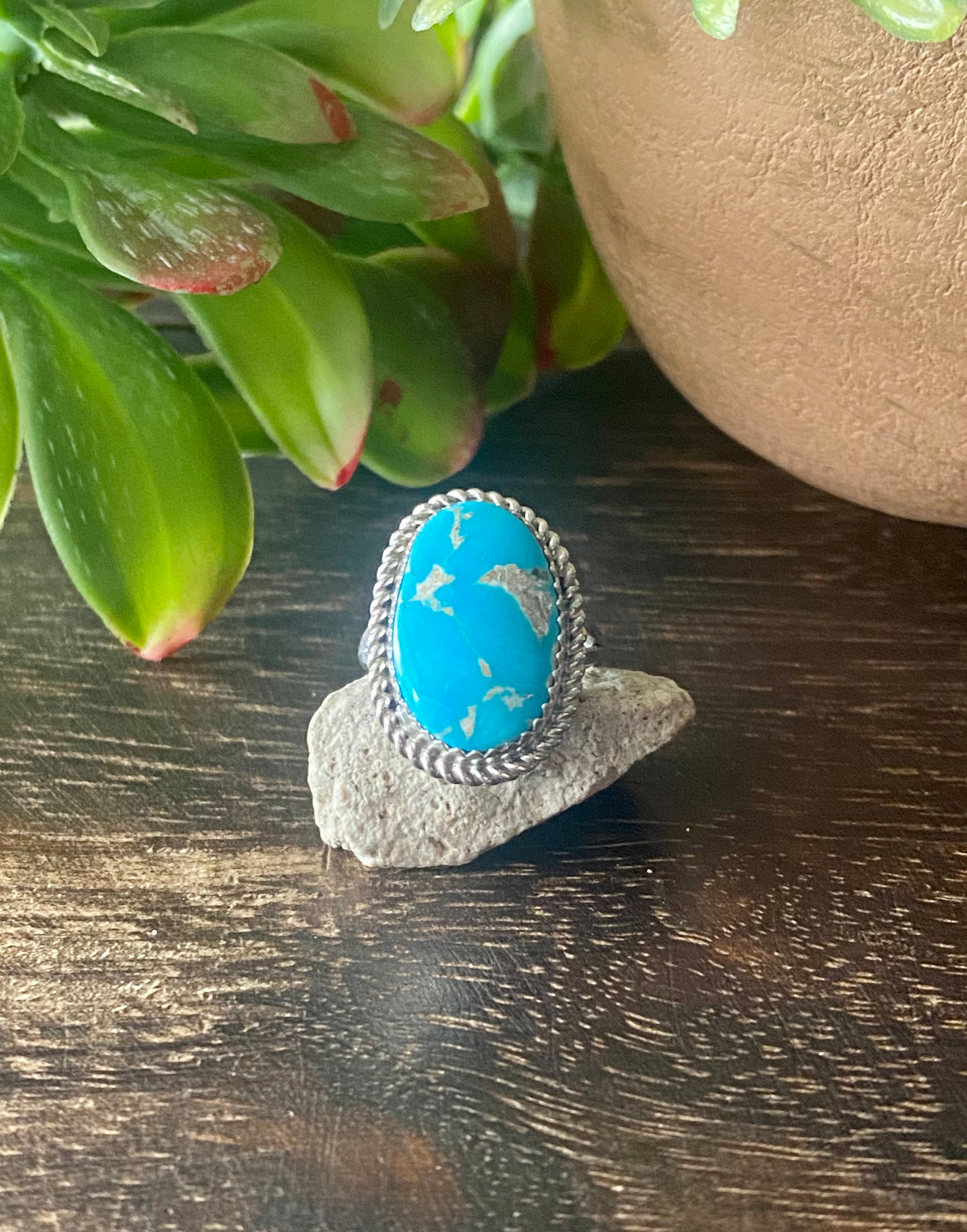 Reda Galvan South Hill Turquoise & Sterling Silver Ring Size 5.5