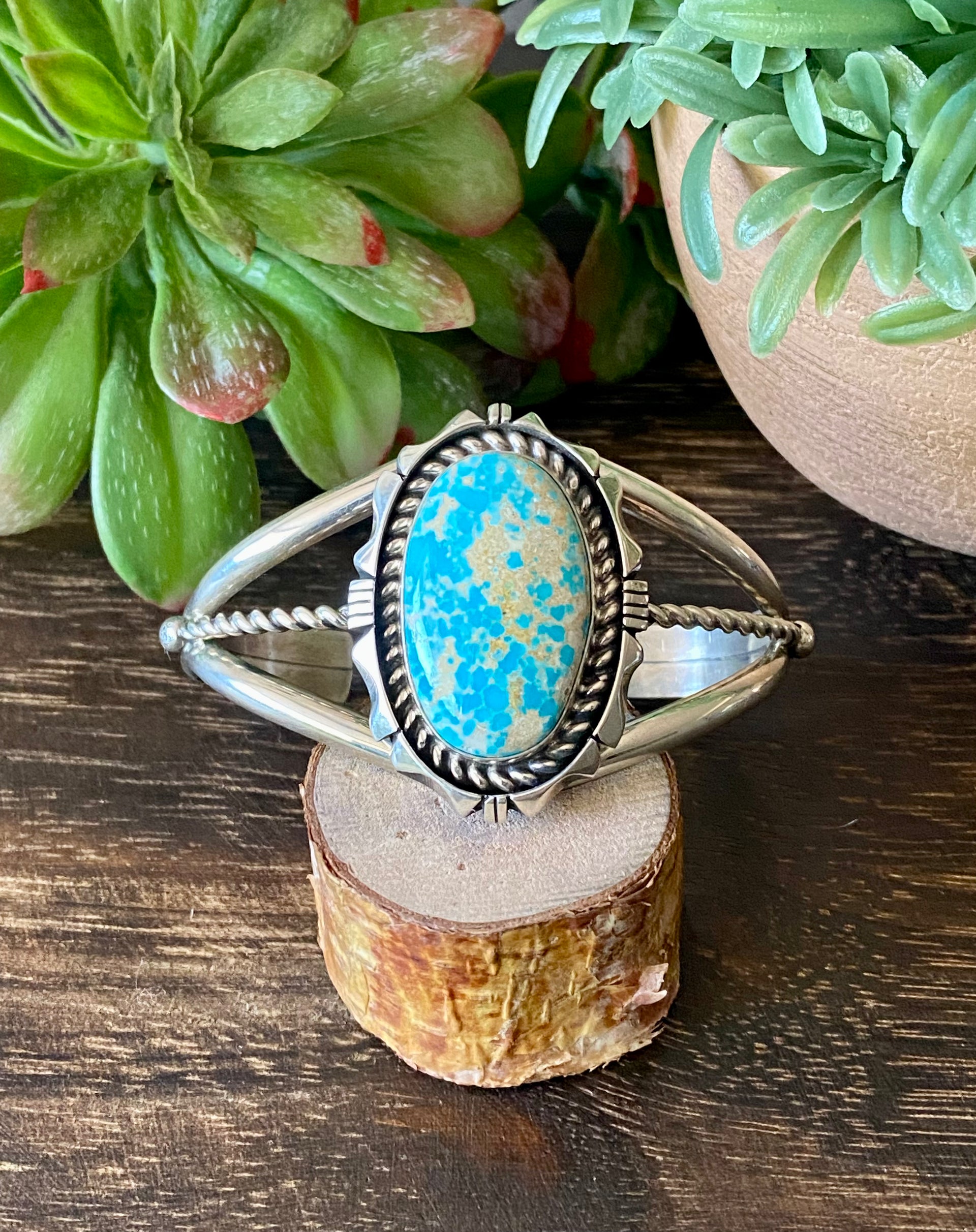 Eddie Secatero South Hill Turquoise & Sterling Silver Cuff Bracelet