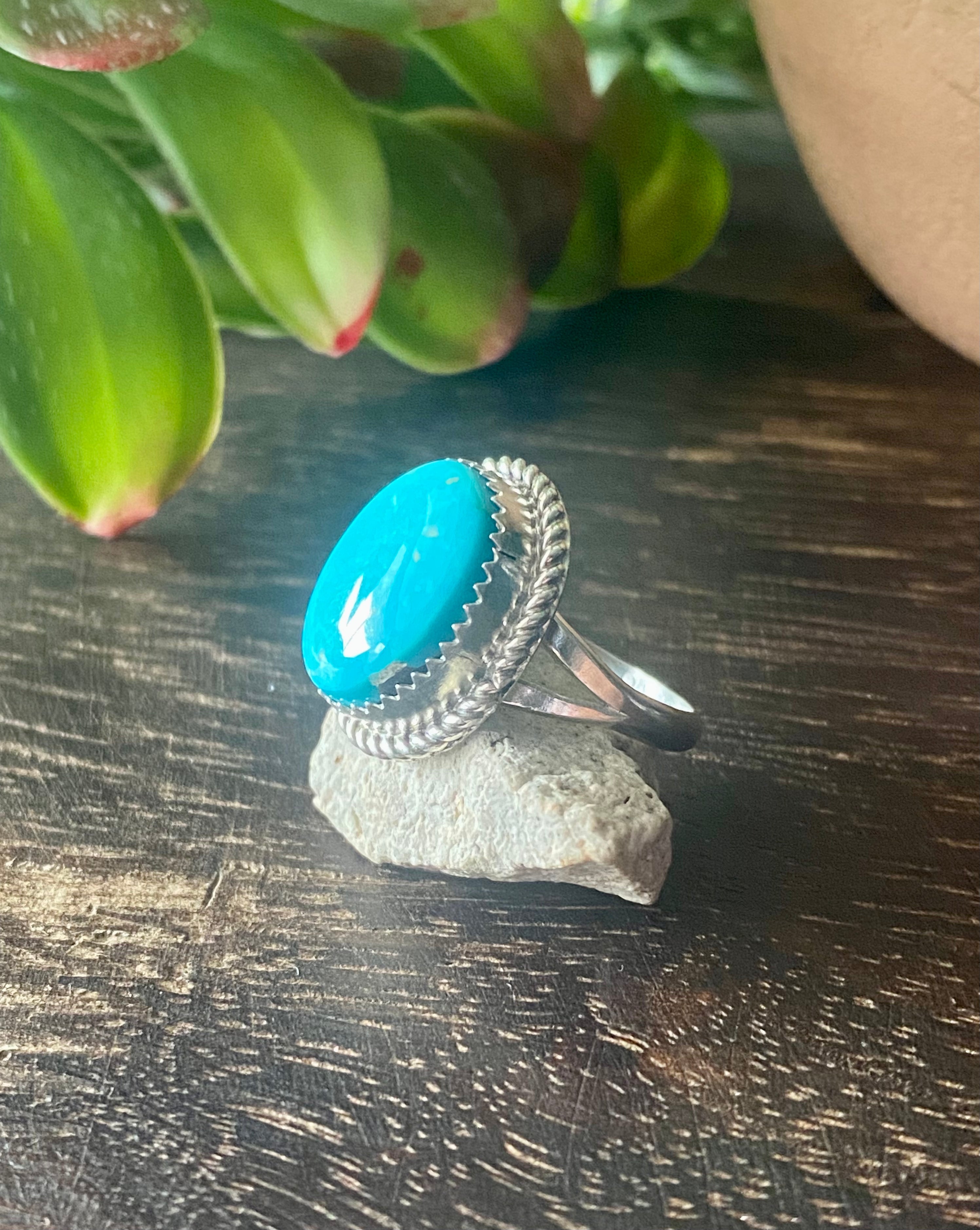 Reda Galvan Royston Turquoise & Sterling Silver Ring Size 6.25