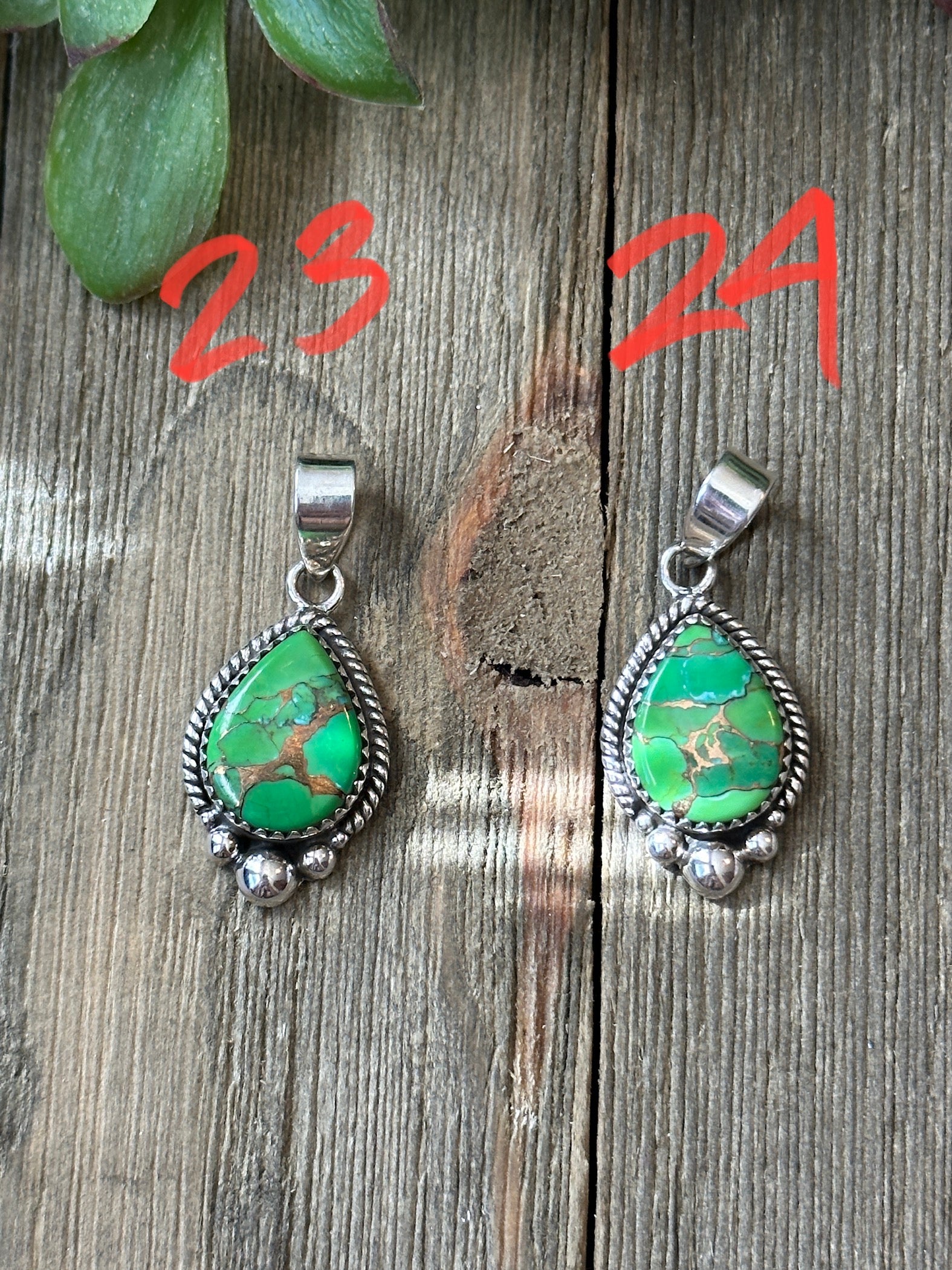 Southwest Green Mohave Turquoise & Sterling Silver Pendant