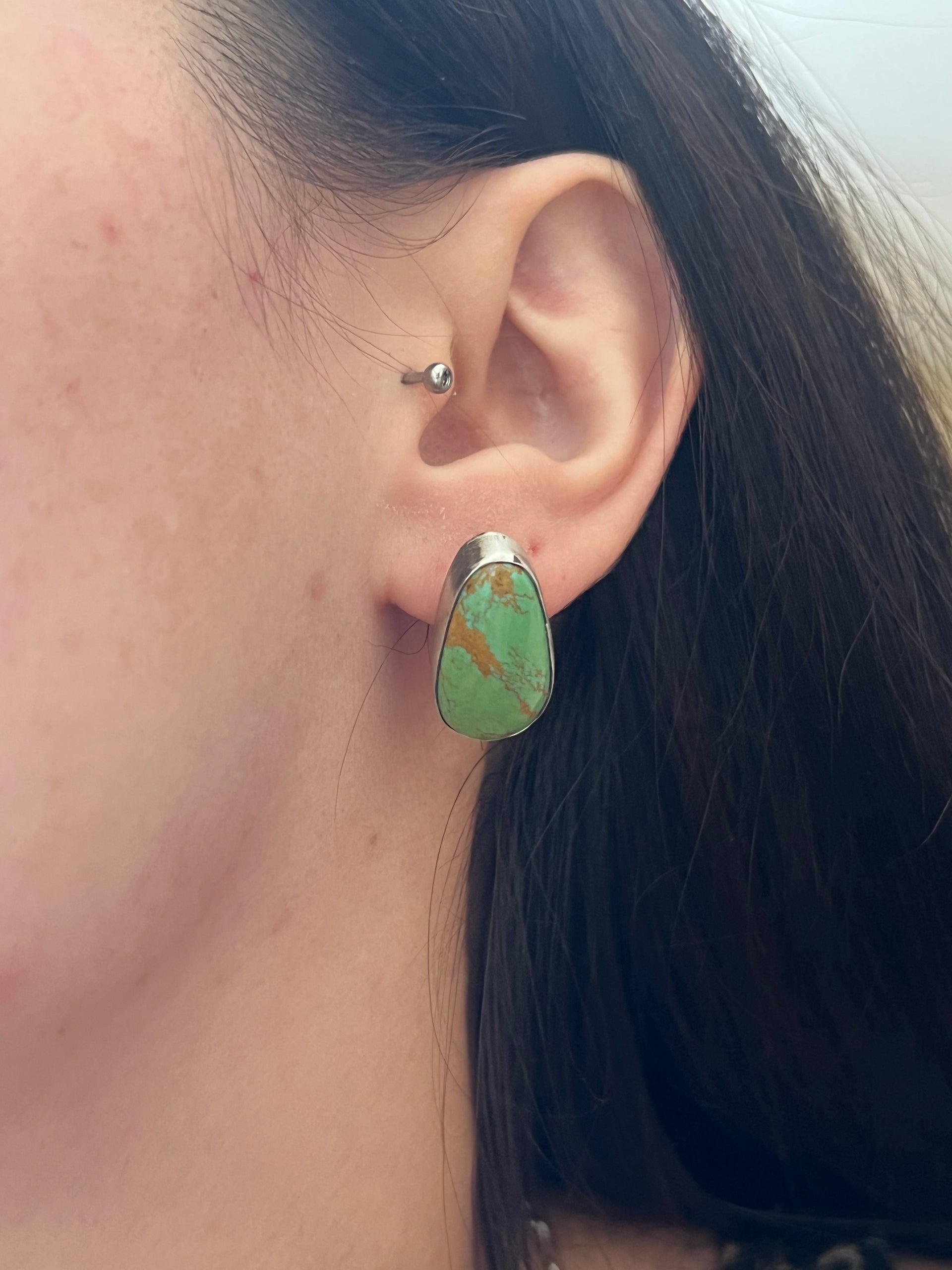 Elouise Kee Kingman Turquoise & Sterling Silver Post Earring