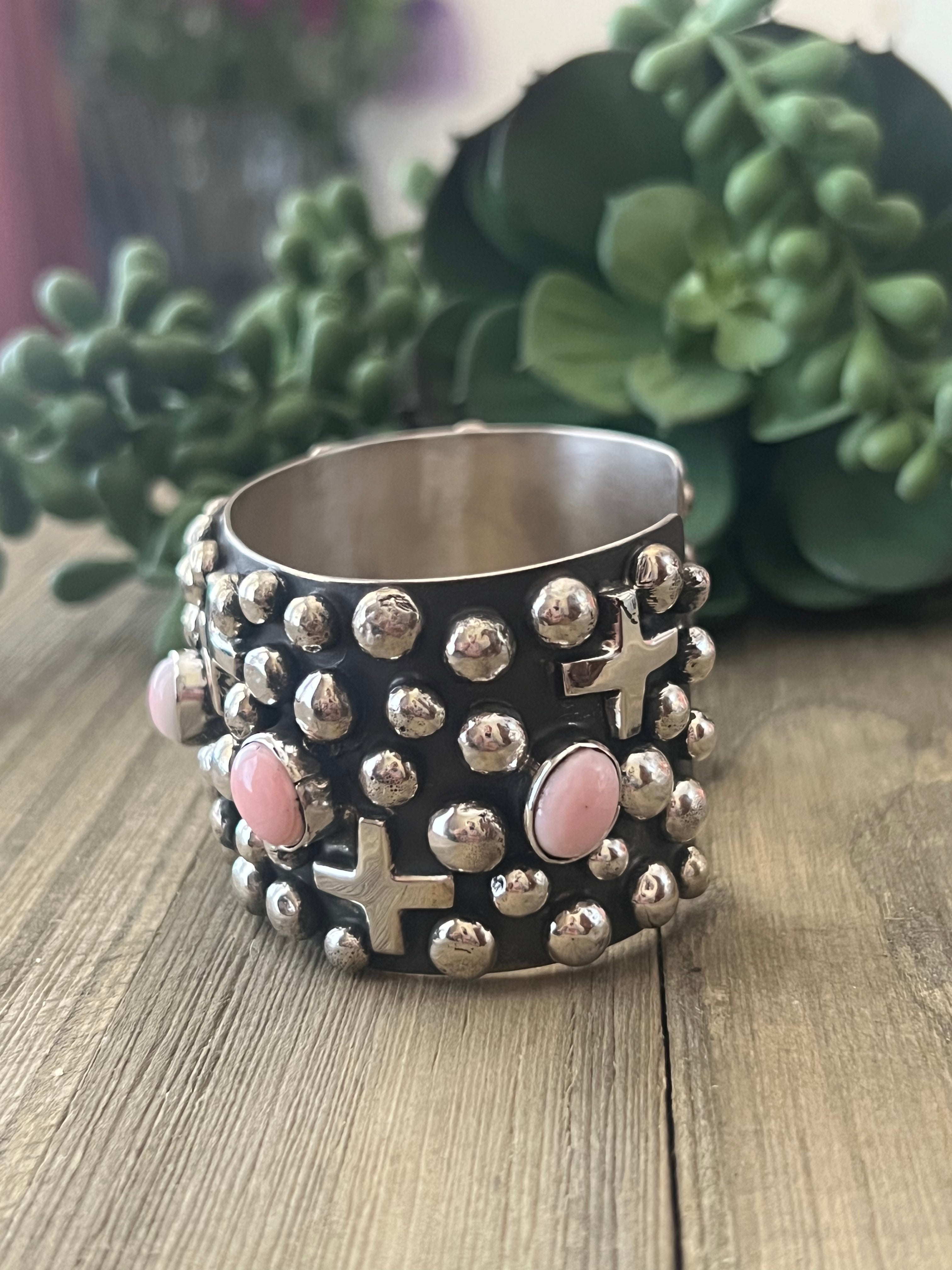 Chimney Butte Pink Conch Shell & Sterling Silver Cuff Bracelet