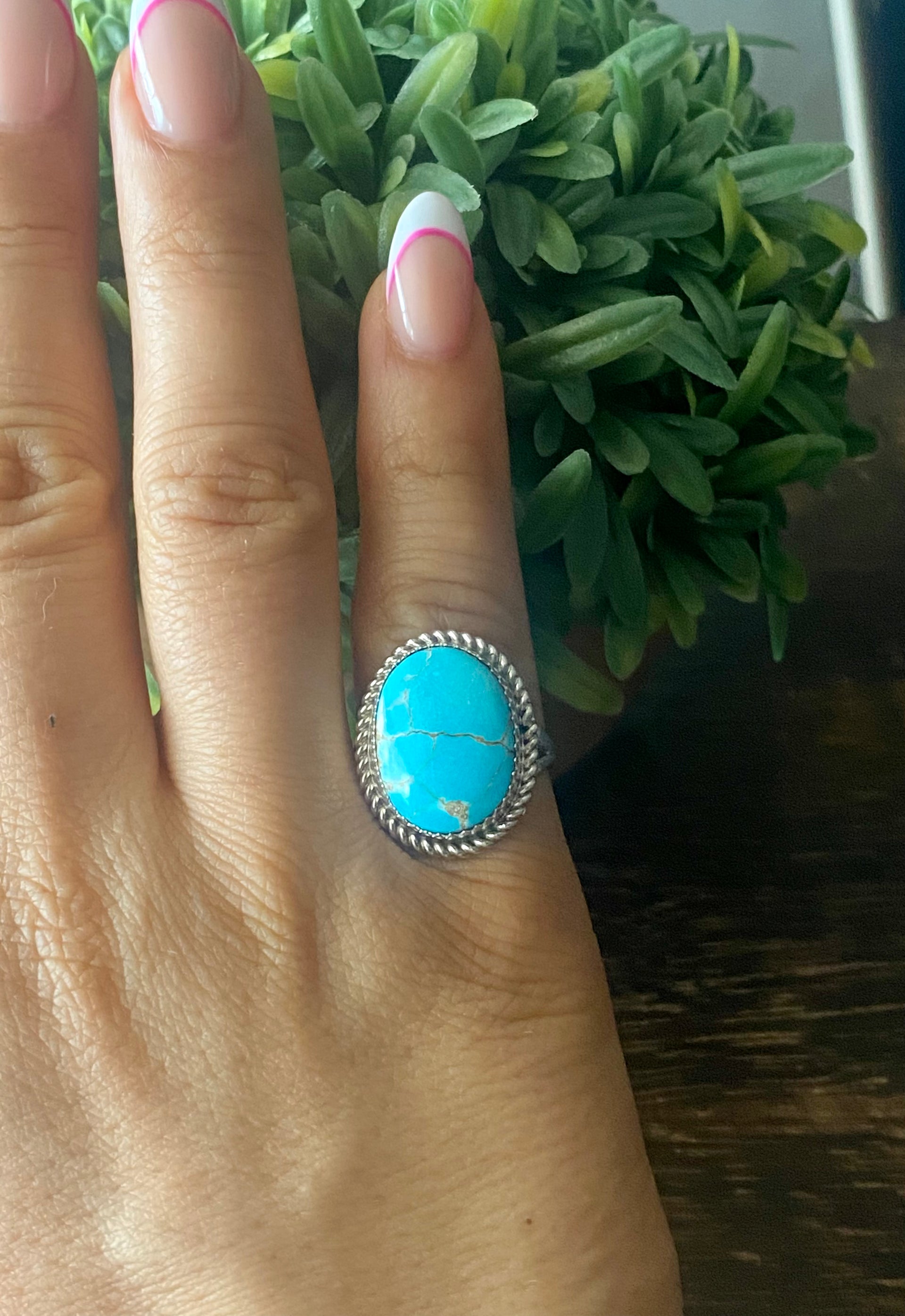 Reda Galvan South Hill Turquoise & Sterling Silver Ring Size 7.75