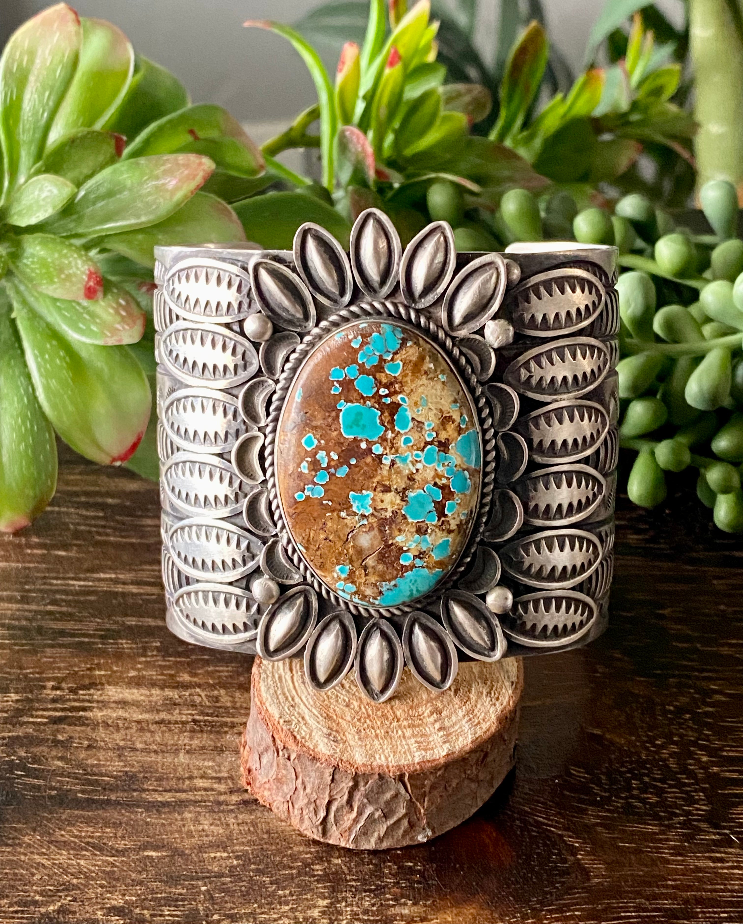 Alex Sanchez Natural Royston Turquoise & Sterling Silver Cuff Bracelet