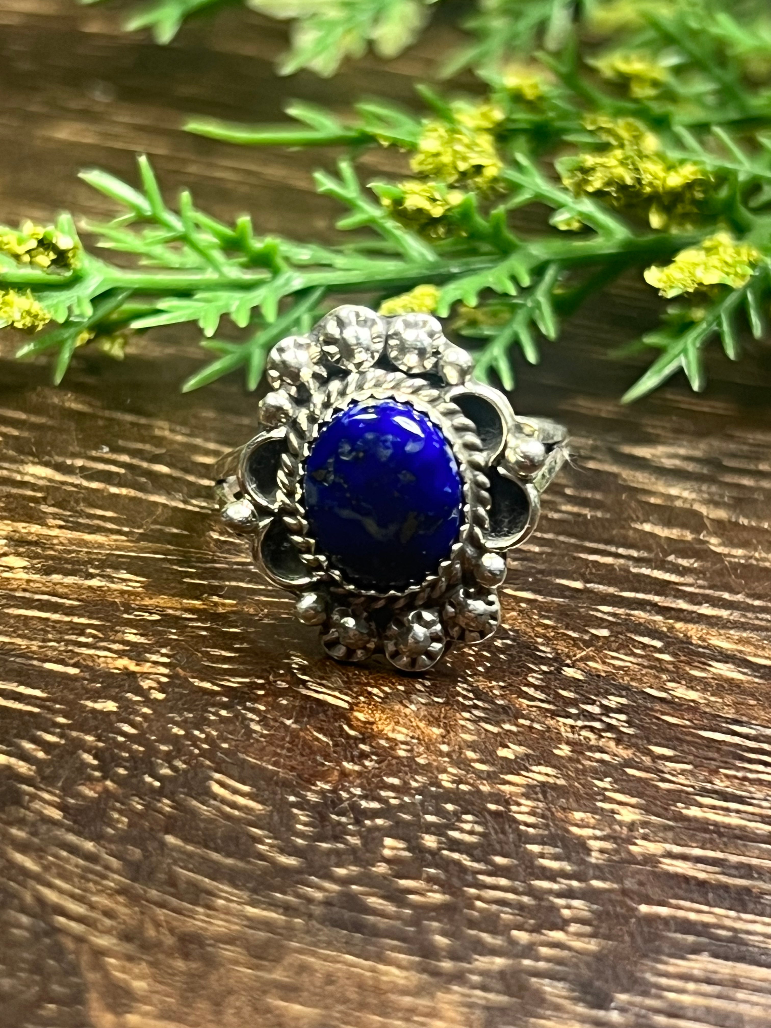 Freda Martinez Lapis & Sterling Silver Ring Size 7