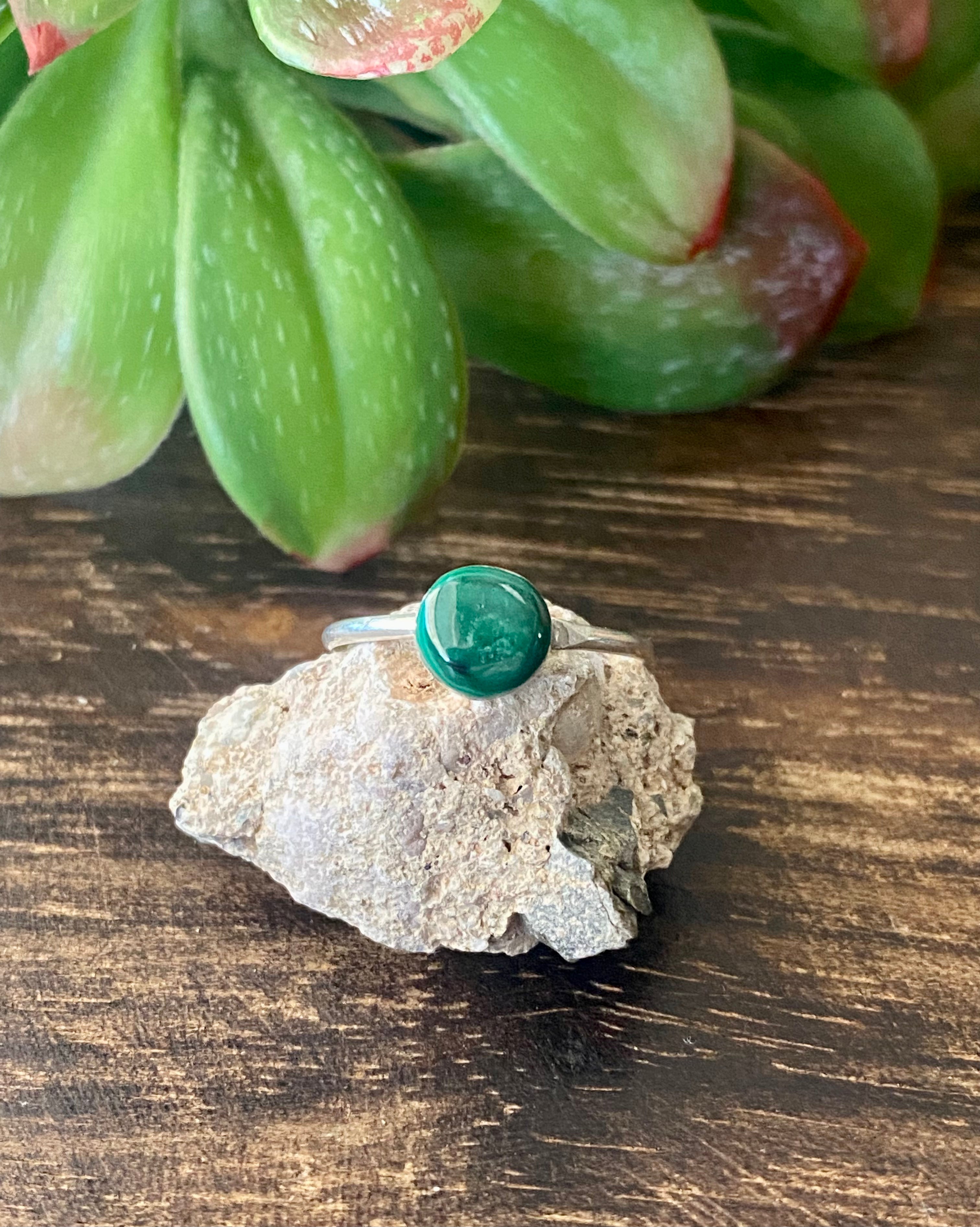 Angie Rosetta Malachite & Sterling Silver Ring Size 7.25