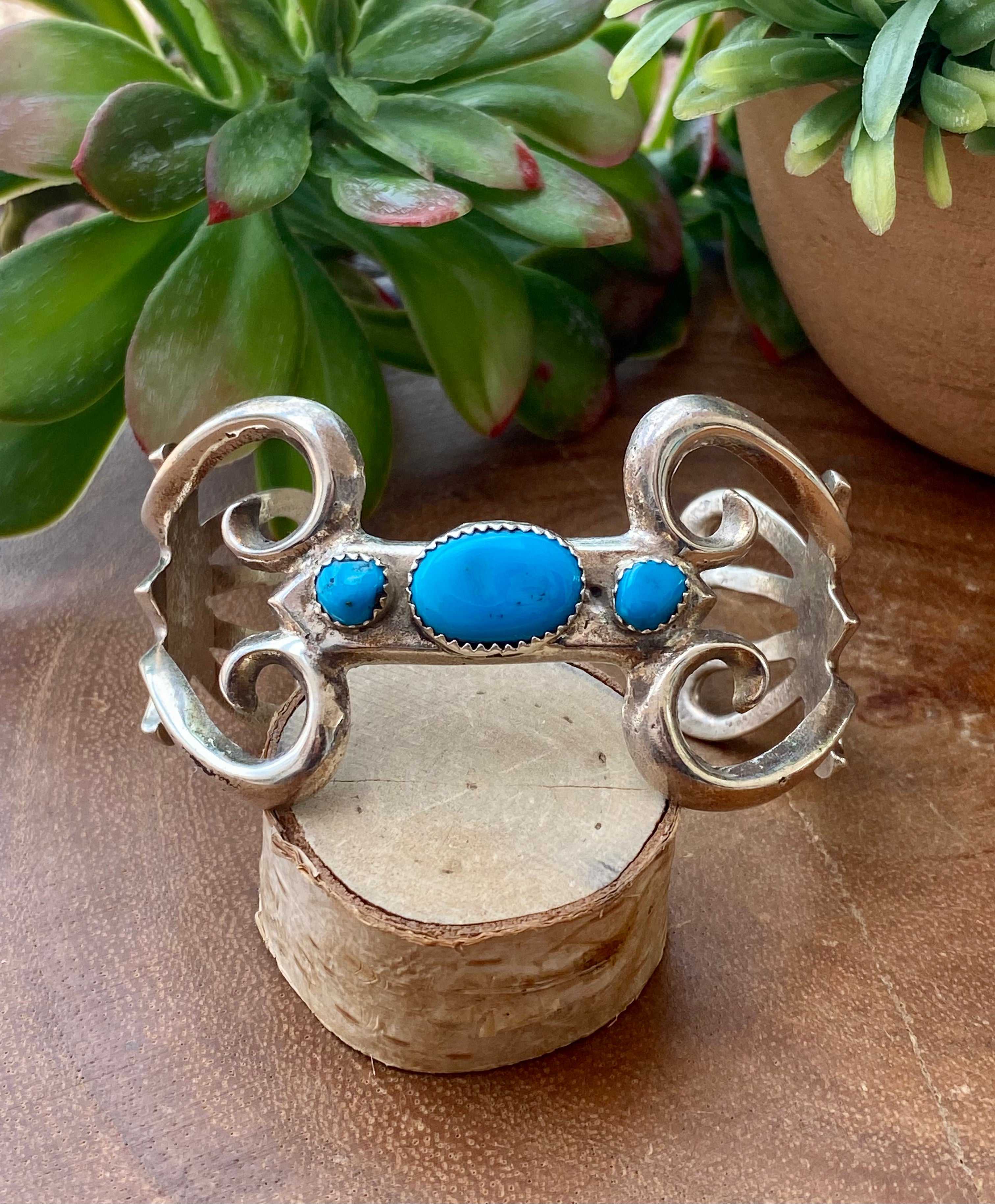 Cheryl Yazzie Kingman Turquoise & Sterling Silver Cuff Bracelet