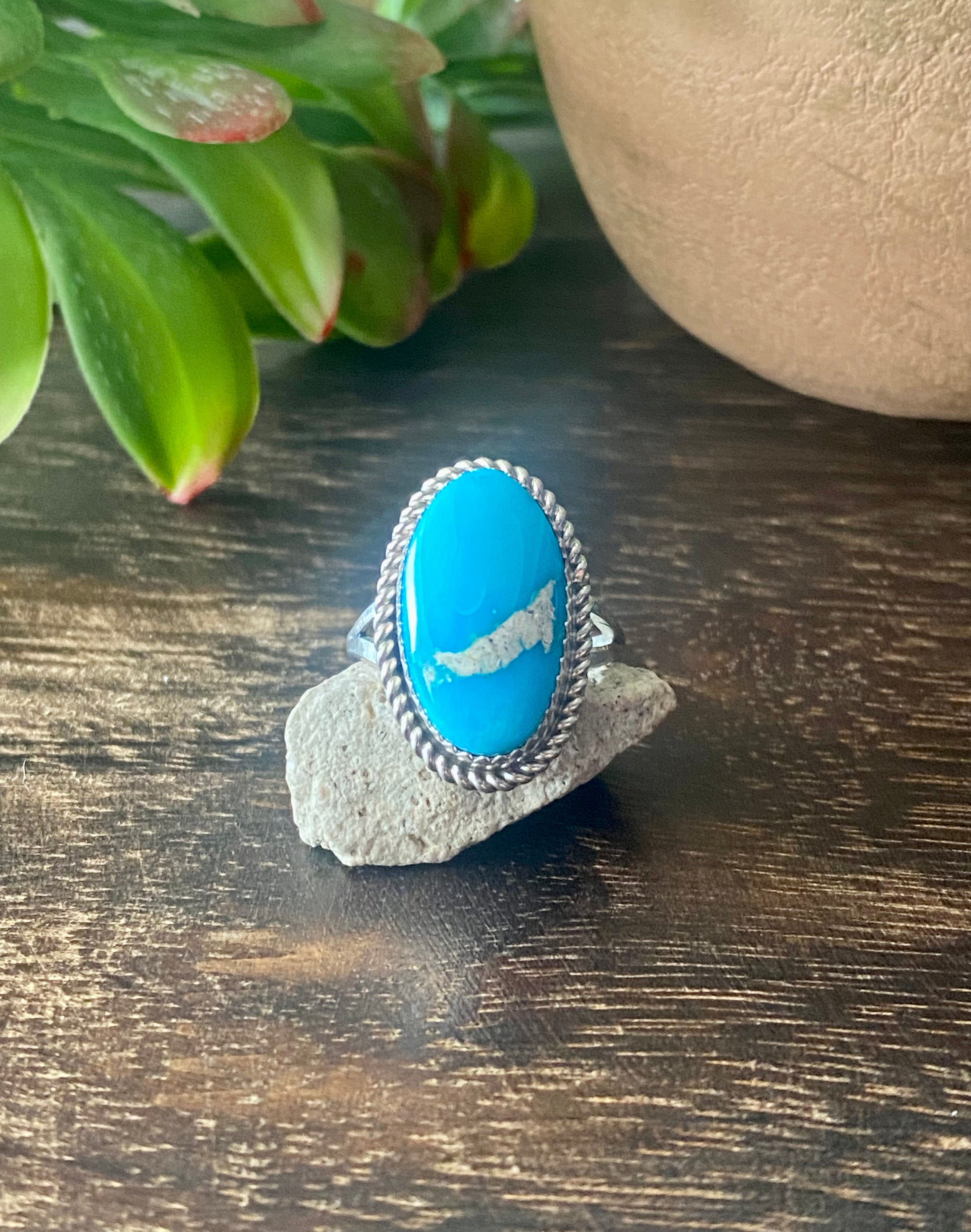 Reda Galvan South Hill Turquoise & Sterling Silver Ring Size 8.25