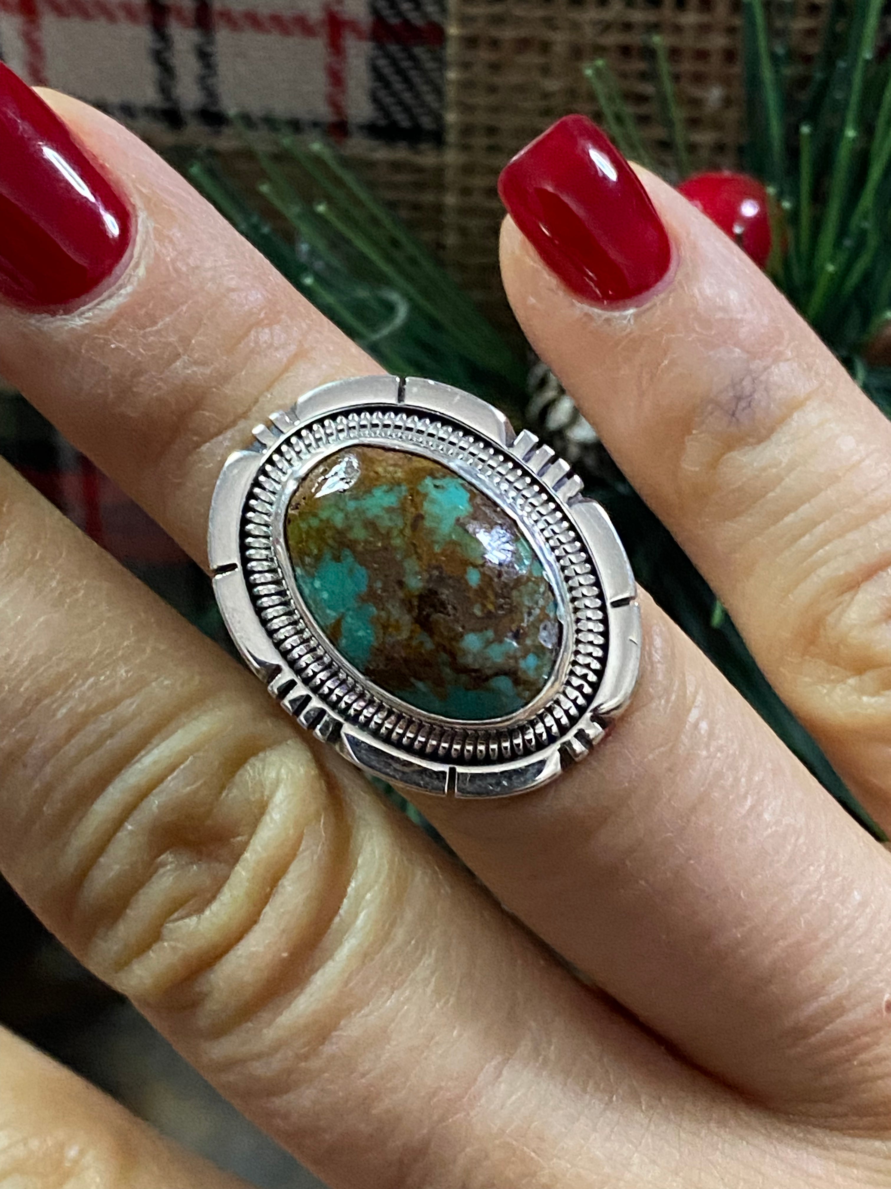 Wydell Billie Royston Turquoise & Sterling Silver Ring Size 6.25
