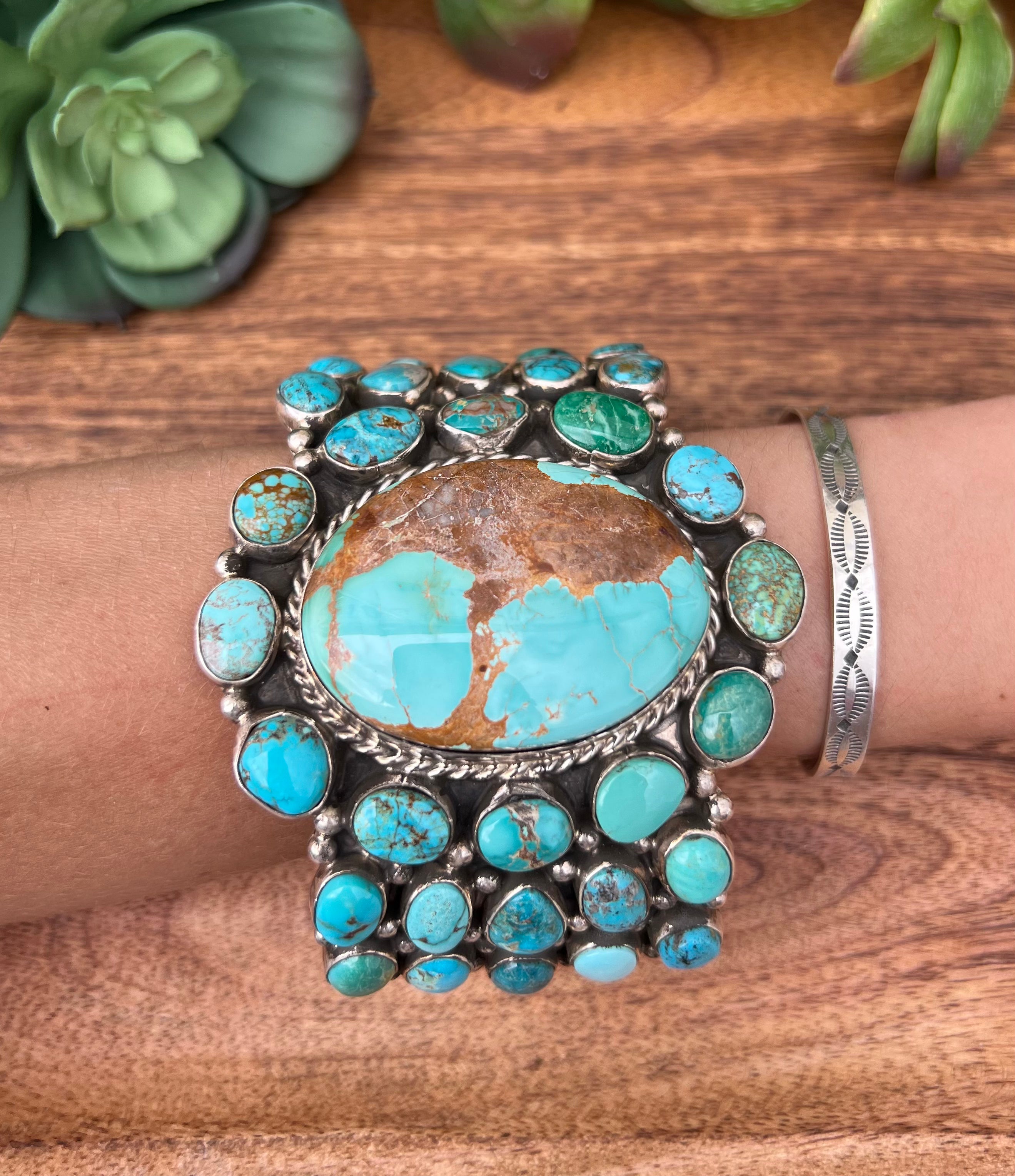 Betta Lee Multi Stone Turquoise & Sterling Silver Cuff Bracelet