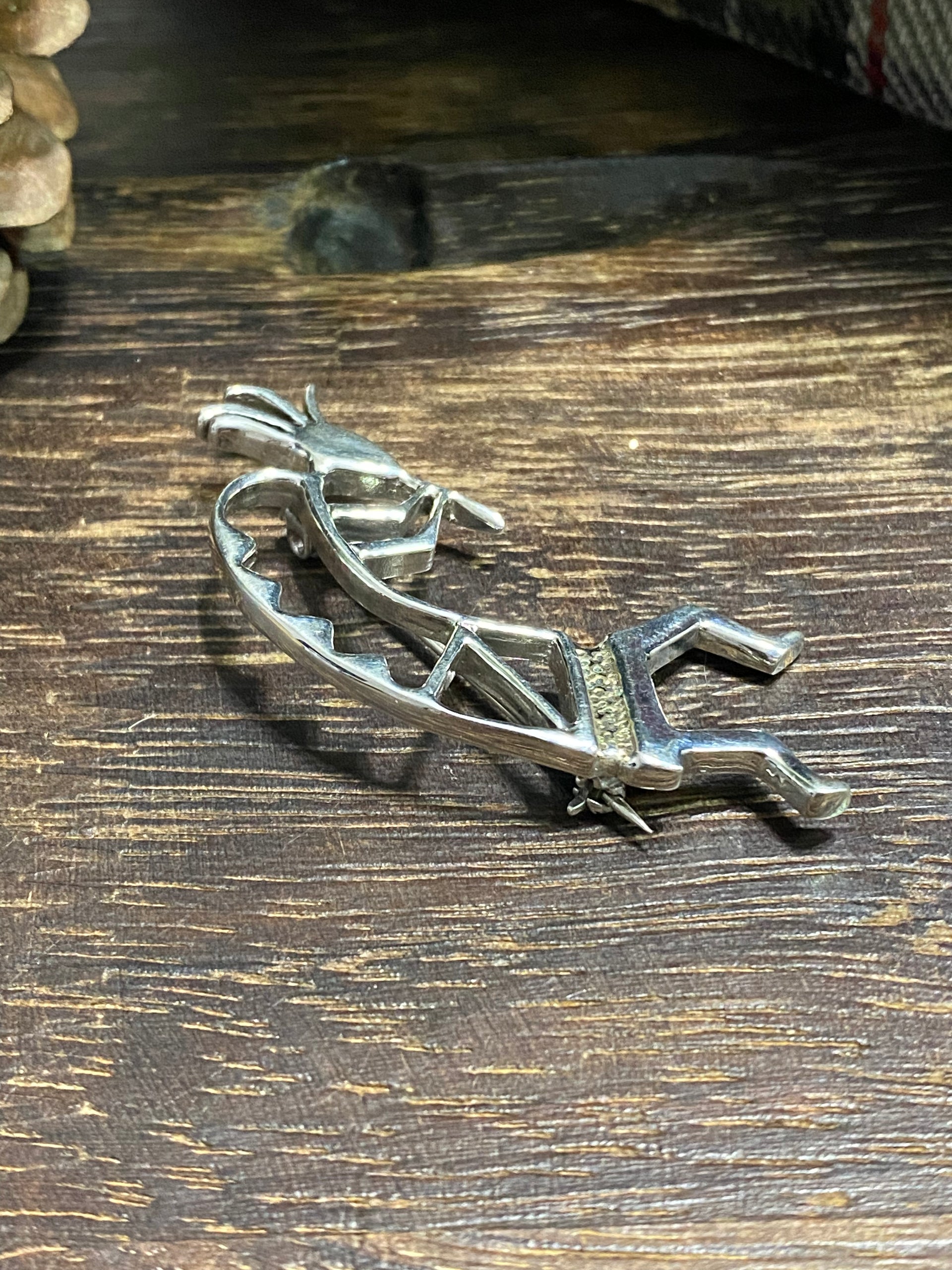 Navajo Made Sterling Silver Kokopelli Pin