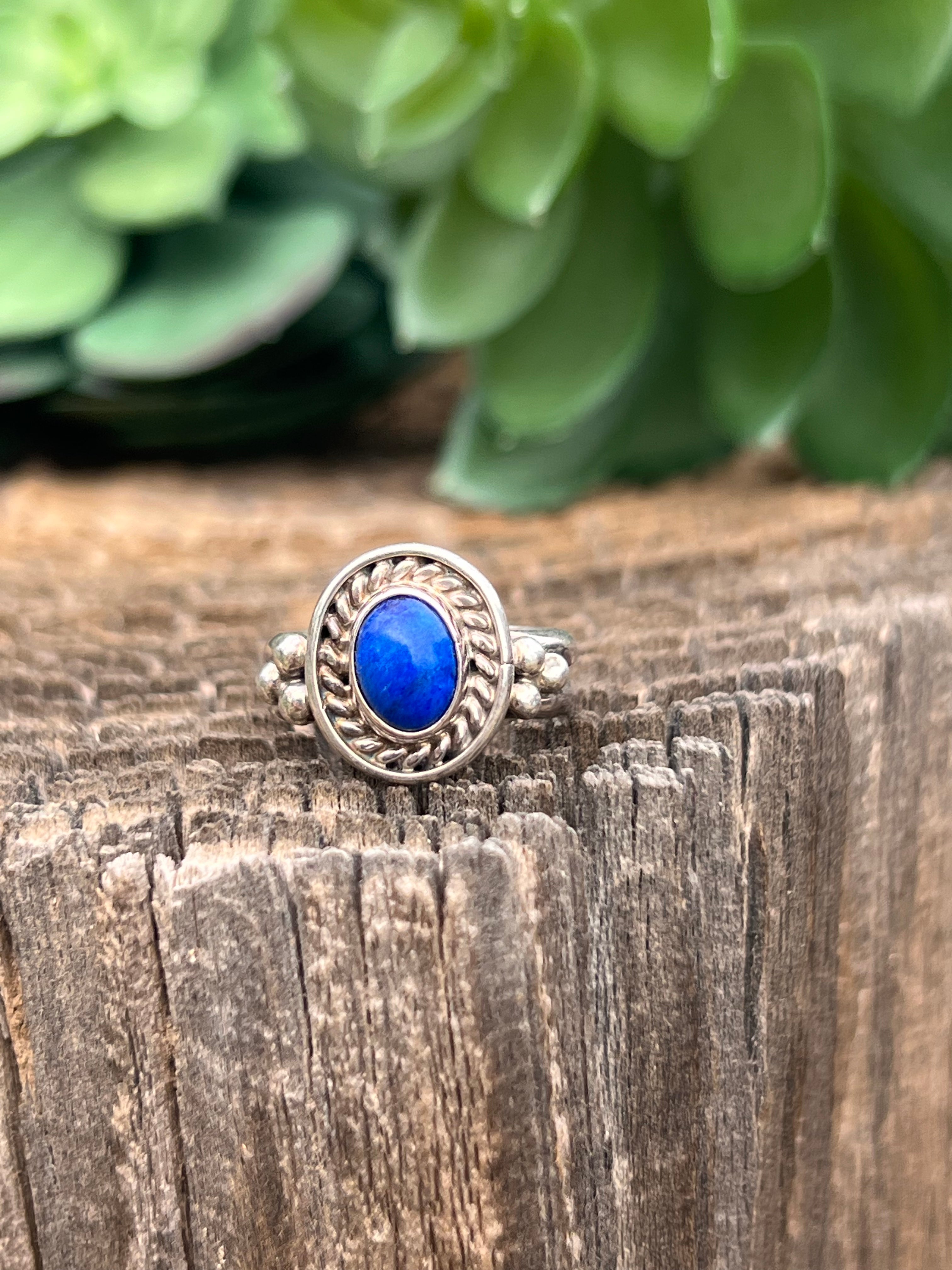 Navajo Lapis & Sterling Silver Ring Size 5.25